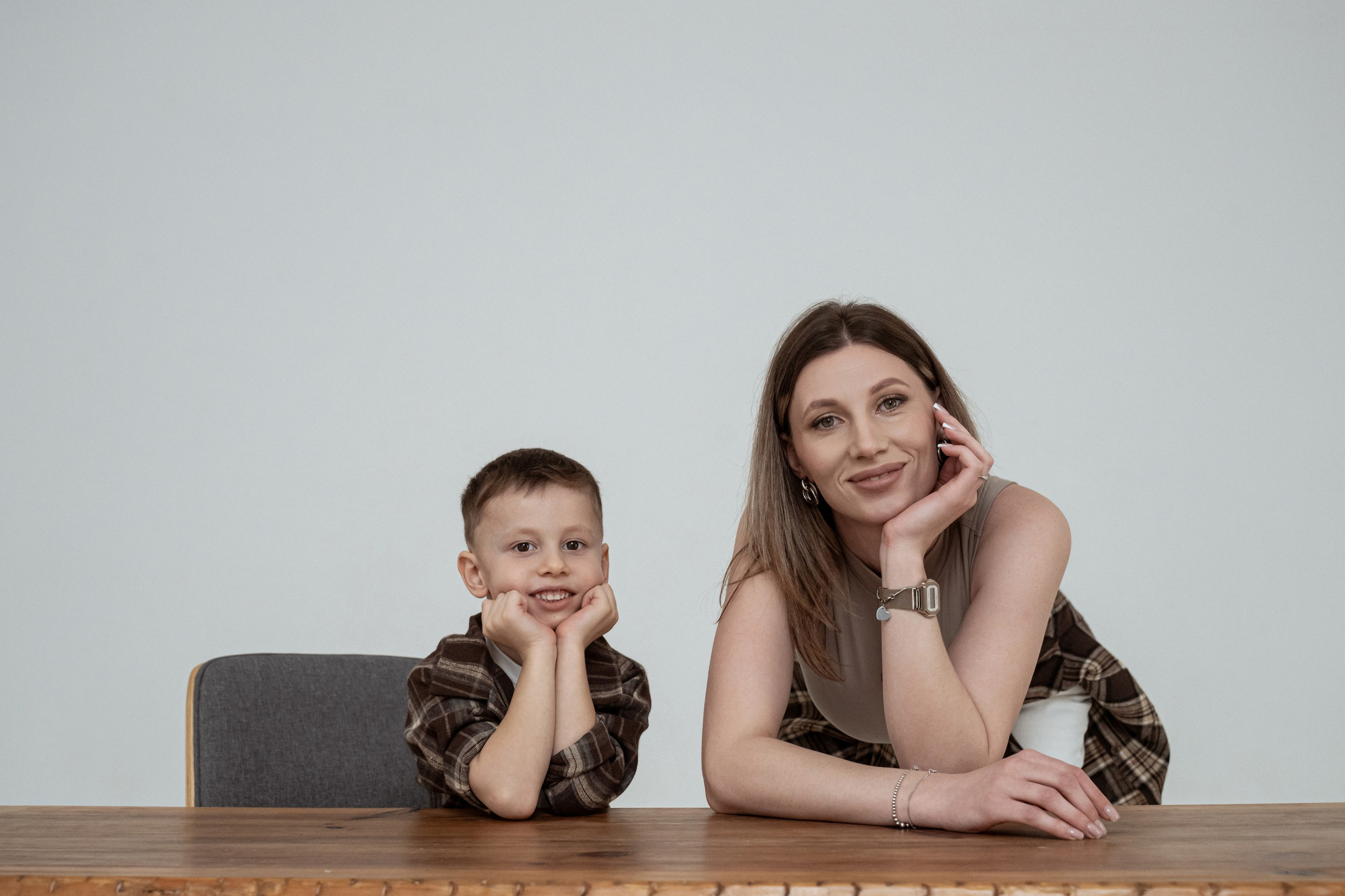 Mother and son photo shoting