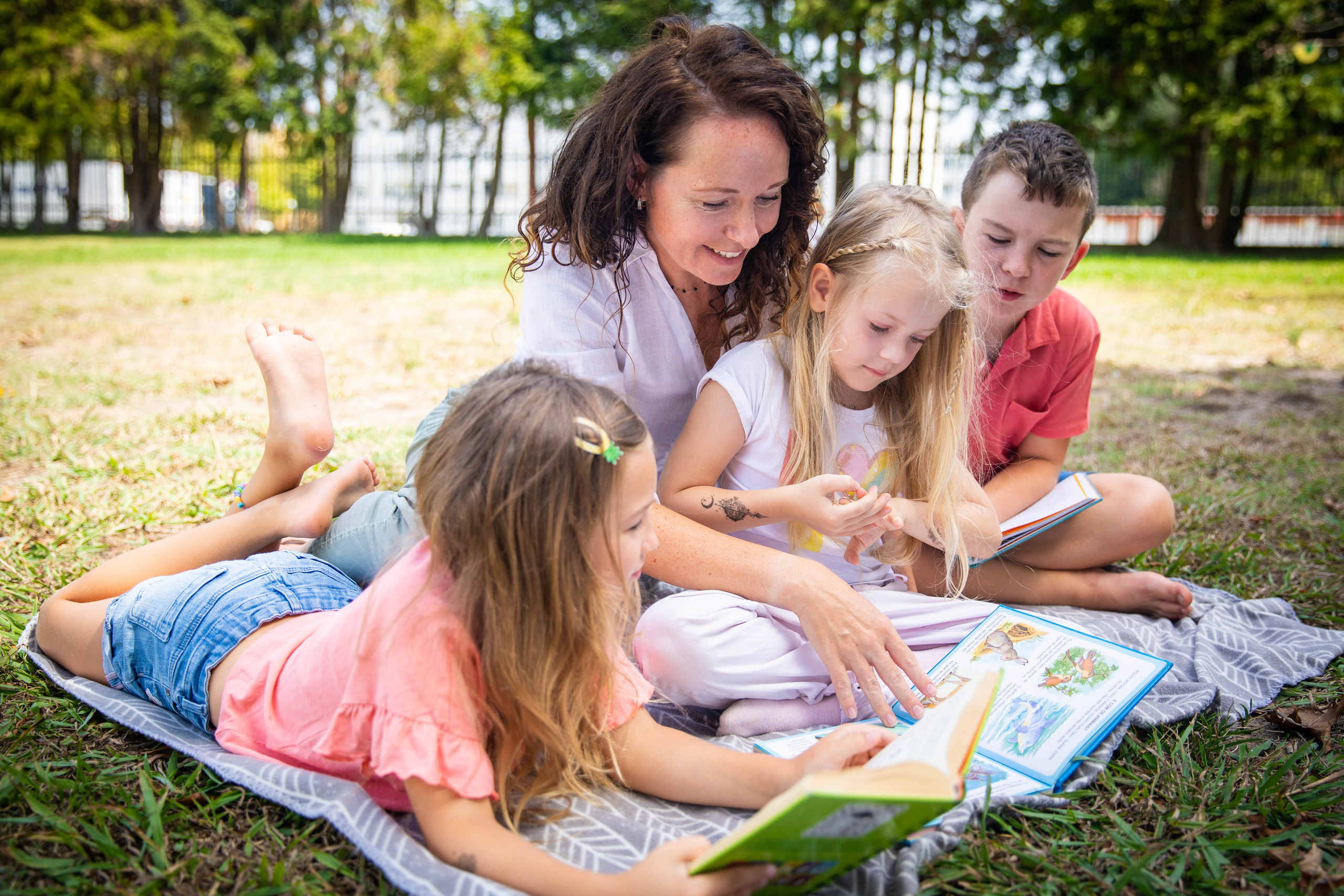 Kids enjoying a storytelling session, listening with wide eyes and bright smiles