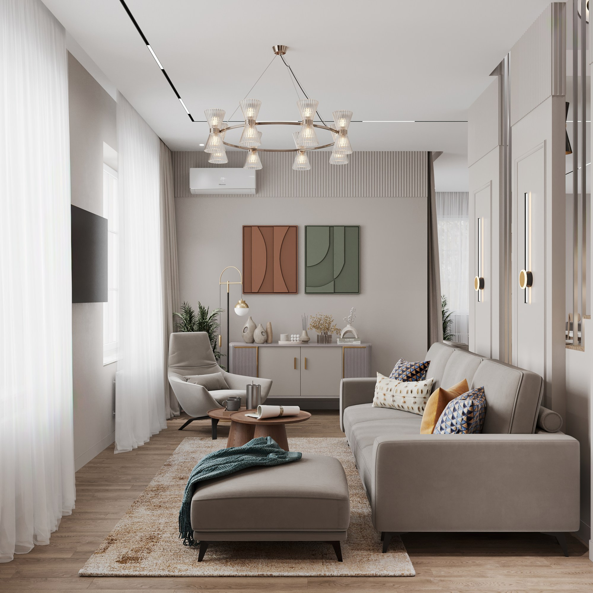 Первый этаж 2-х этажного дома. Интерьерный 3Д Визуализатор Маргарита Оберемко