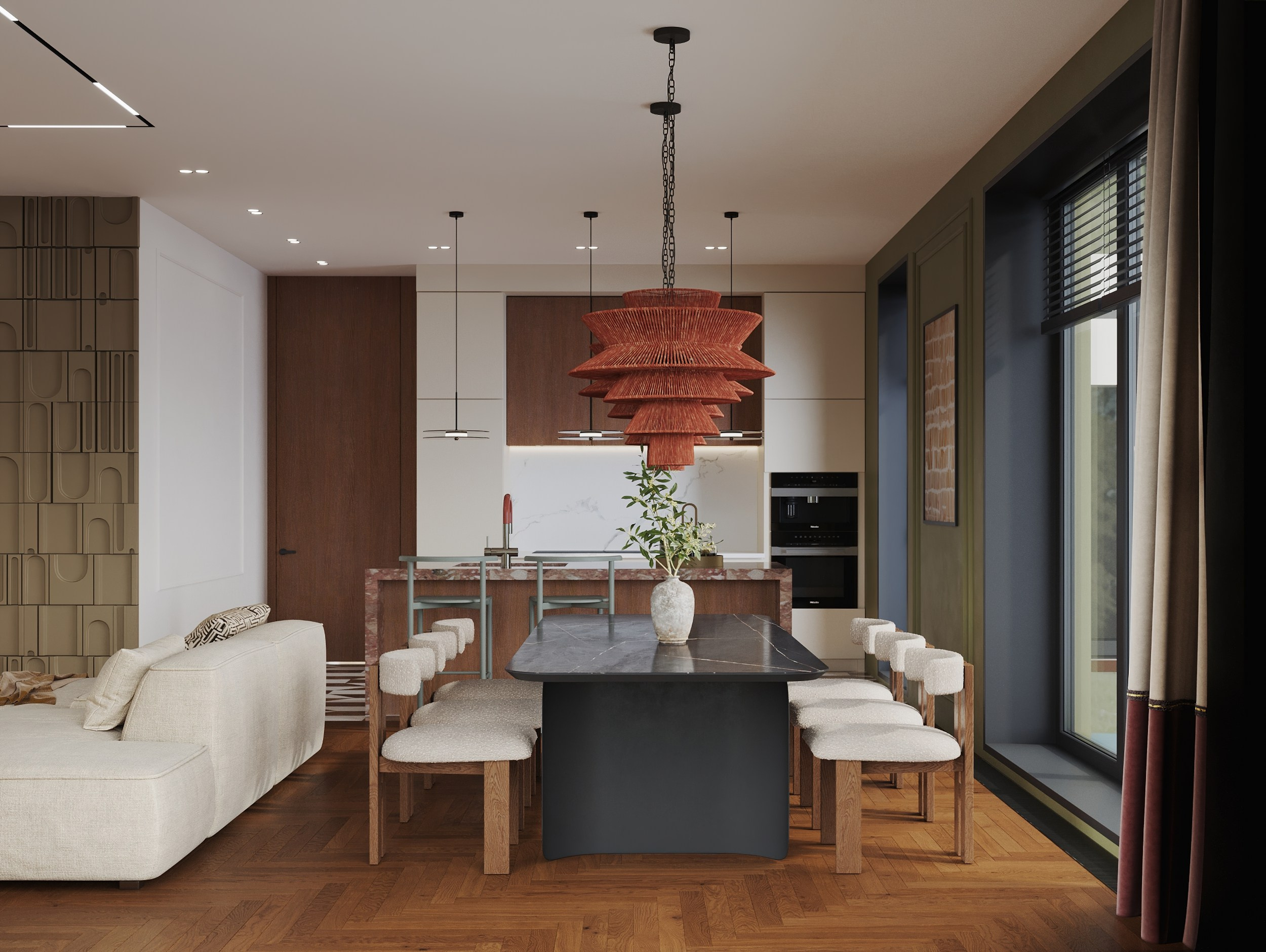 Визуализация кухни-гостиной. Интерьерный 3Д Визуализатор Маргарита Оберемко