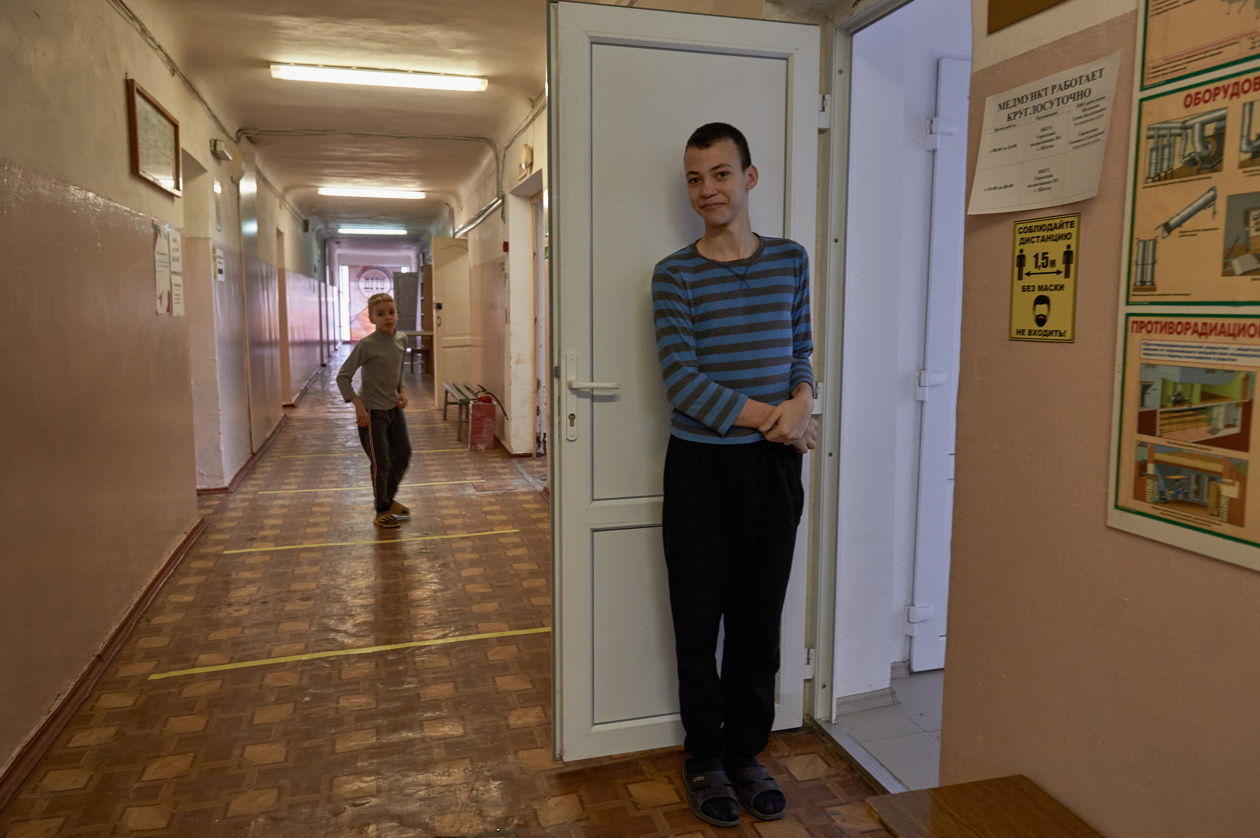 Children in a temporary refugee accommodation center located in a DSTU dormitory in Shakhty, Rostov region, February 22, 2022.