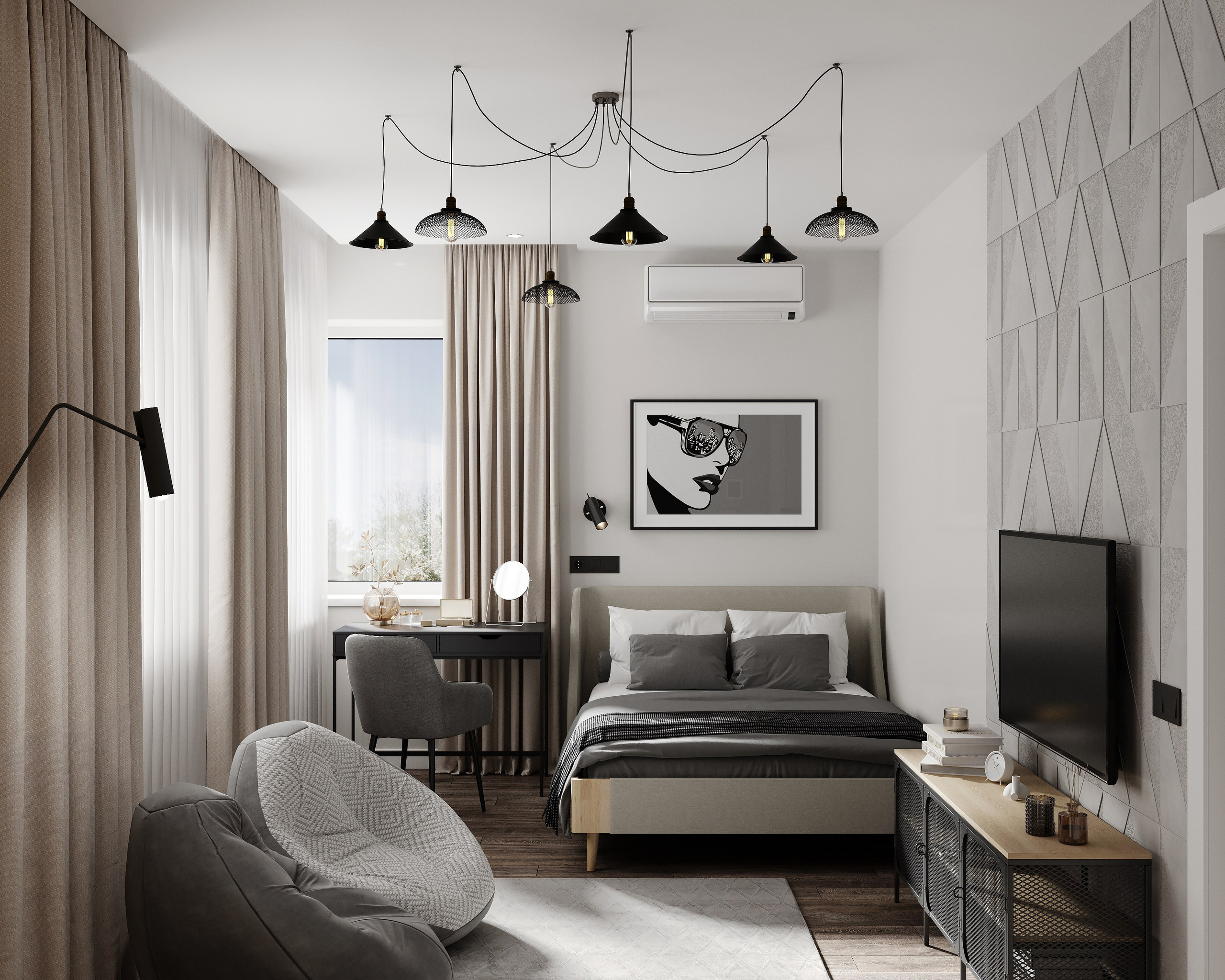 Визуализация спальных комнат 53 m². Заказать 3d визуализацию интерьеров — Дарья Веденёва