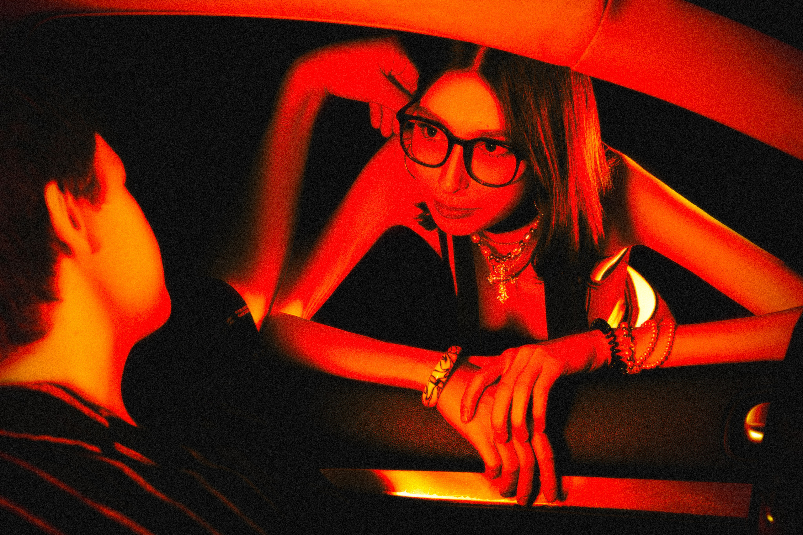 Couple in the car. Polypolarphotography