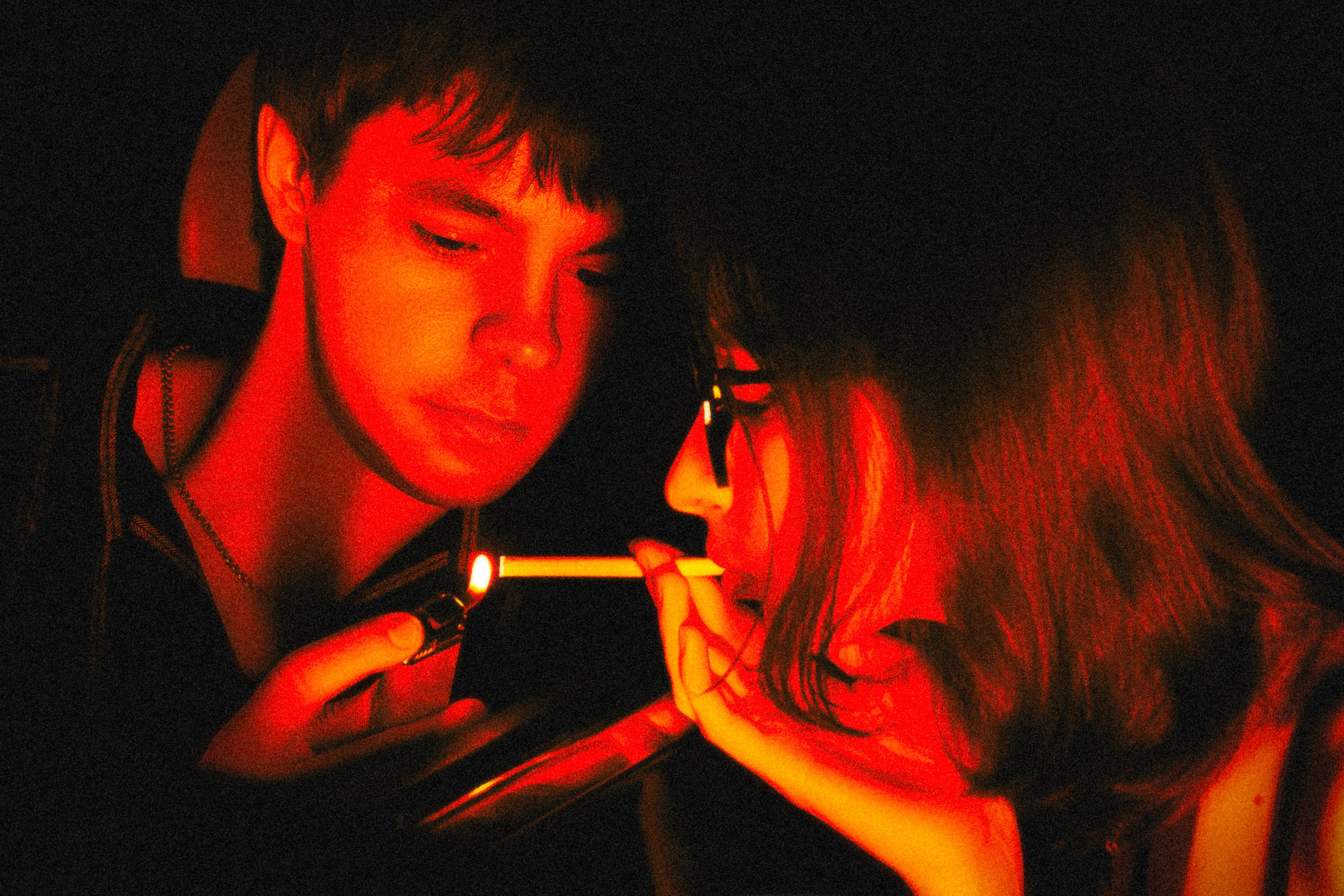 Couple in the car. Polypolarphotography