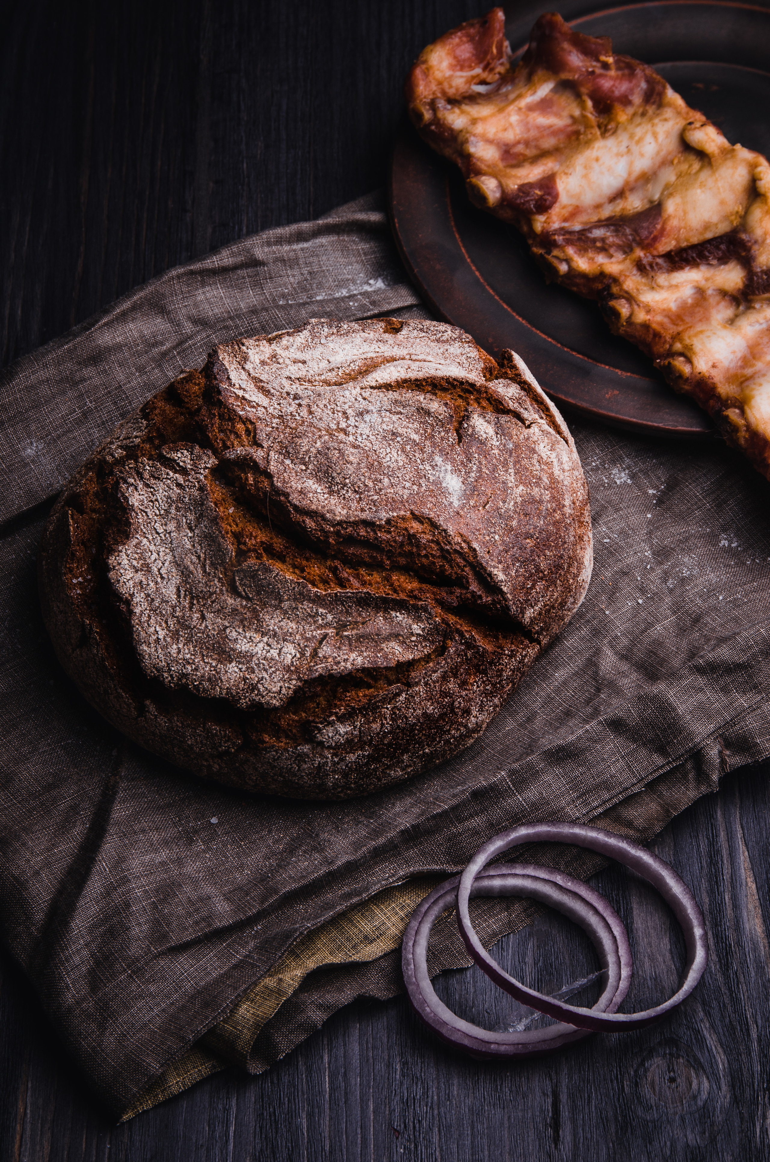 фуд-съемка, хлеб, круассаны, седа