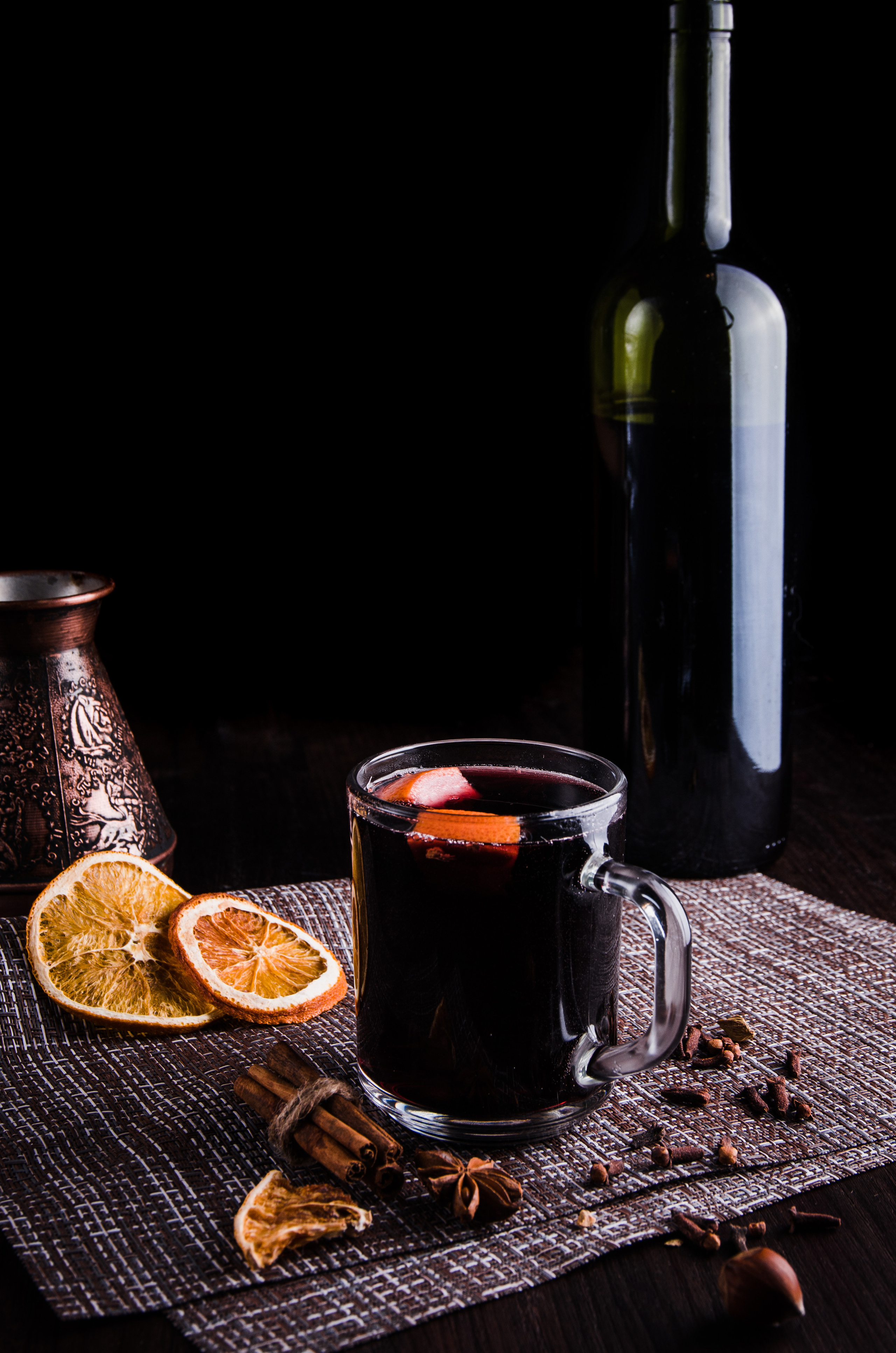 фуд-съемка, вино, специи, глинтвейн