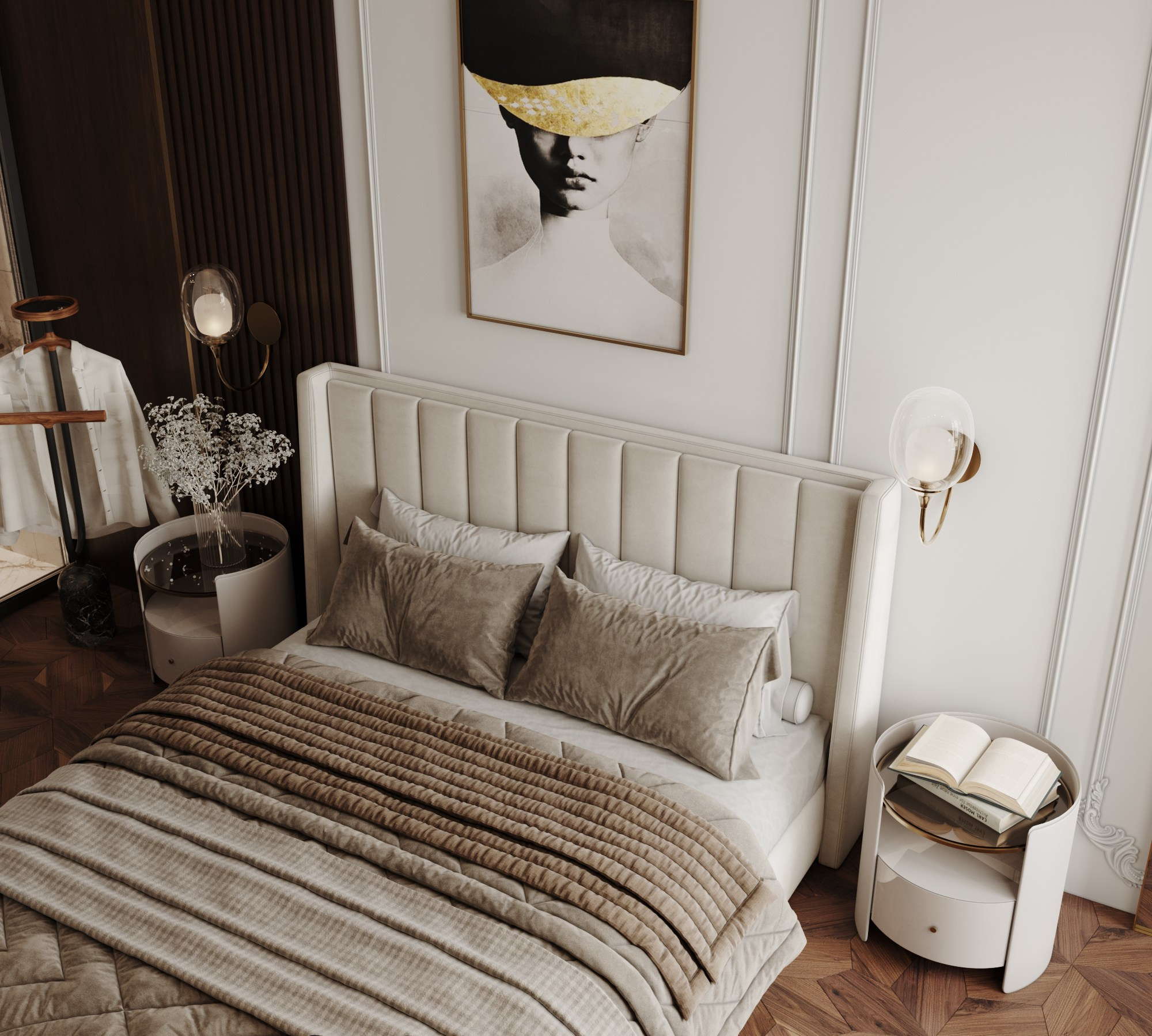 Мастер спальня ЖК Скай. Интерьерная 3D Визуализация