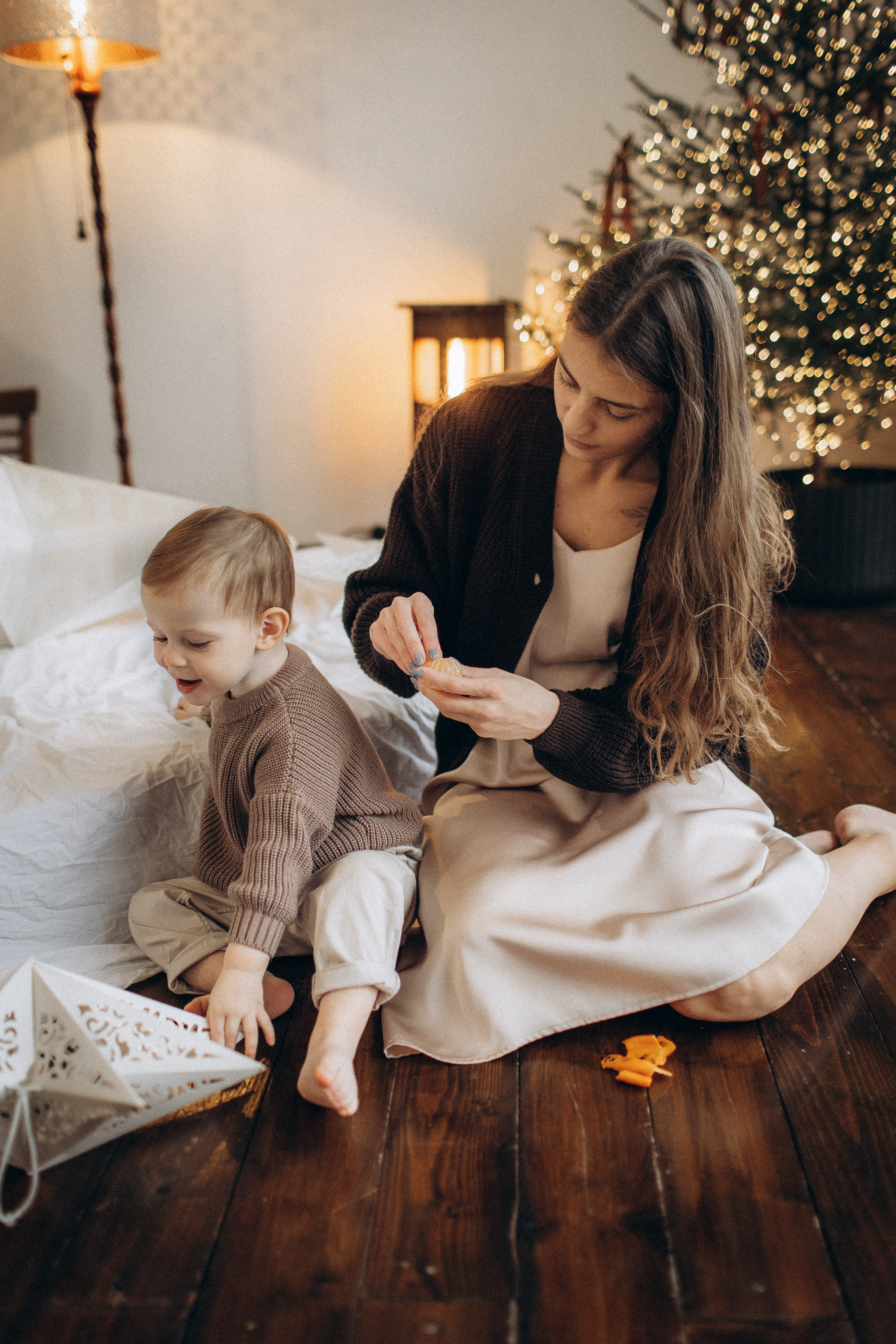 Семейная новогодняя фотосессия Москва мама и сын. Фотограф Владимир Москва