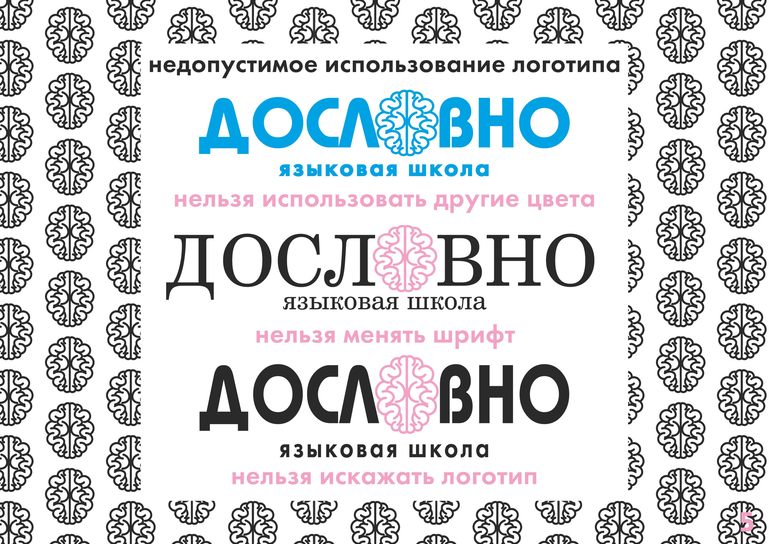 Фирменный стиль для языковой школы «Дословно». Больше не греет