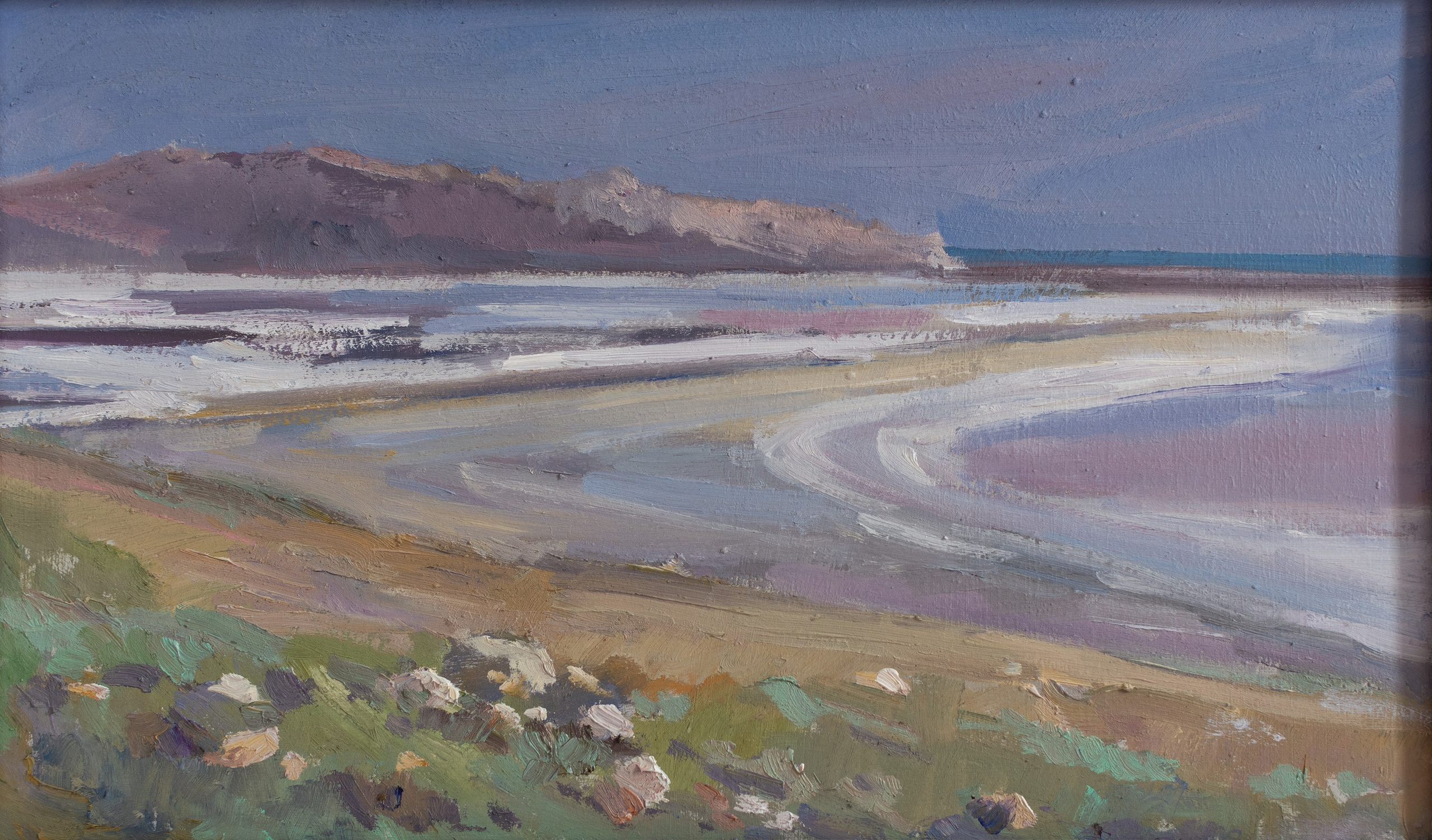 "Кояшское озеро. Крым" оргалит, масло 21х35см, 2024