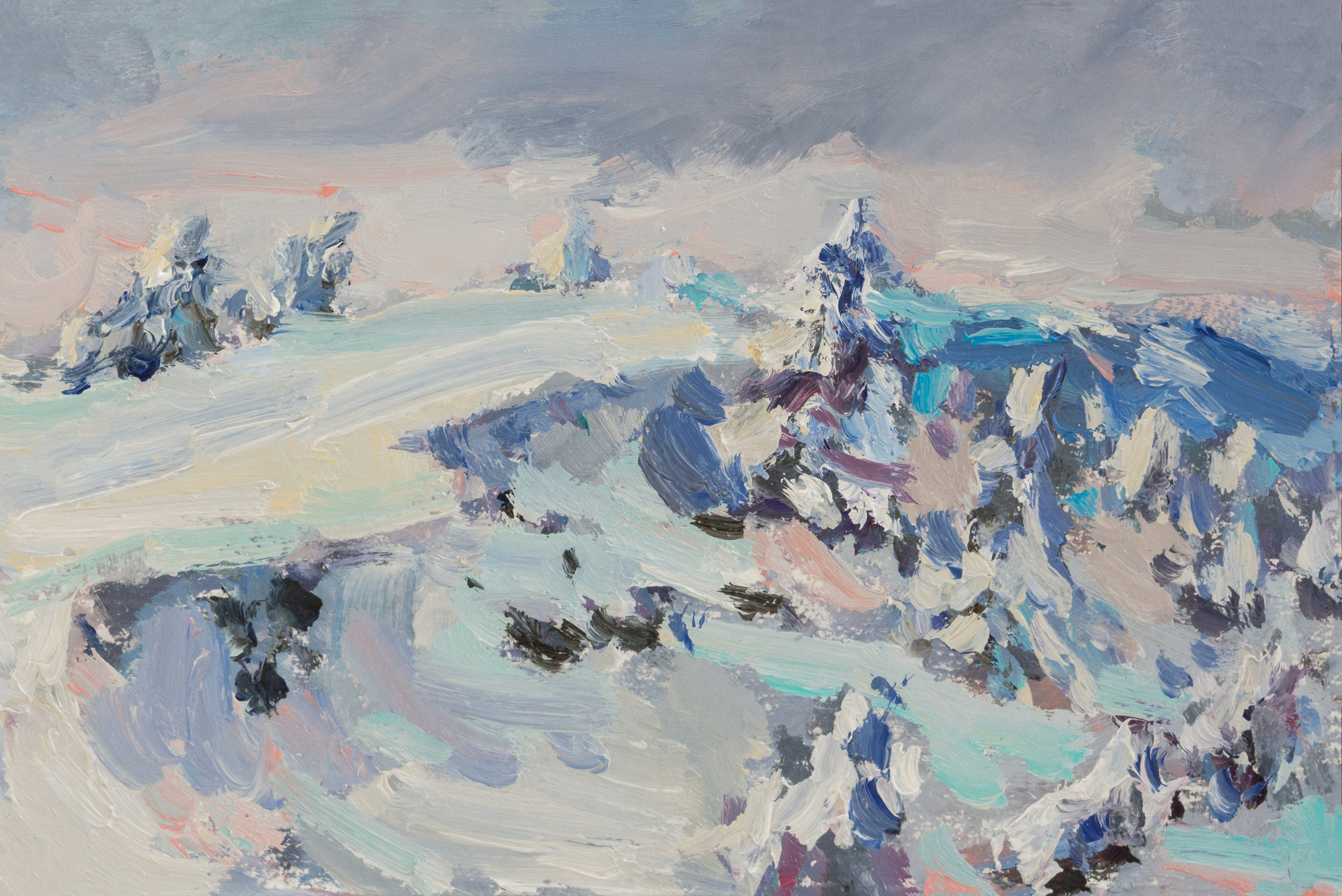 "Зима в горах Крыма" картон, масло 10х15см, 2025