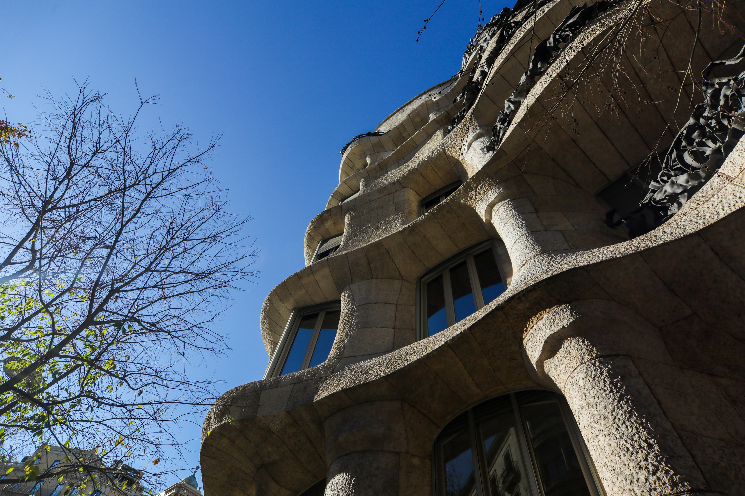 Casa Milà, also known as "La Pedrera" (The Stone Quarry), a famous Modernista building in Barcelona, Spain, by Antonio Gaudi