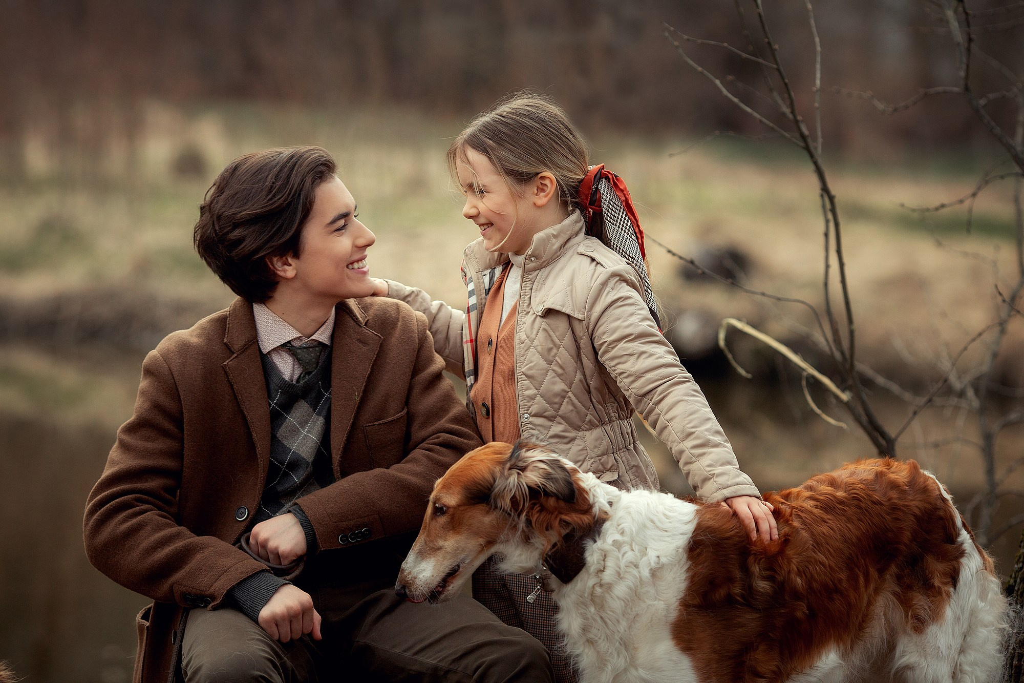 Семейная Фотосессия с русскими борзыми. Семейный фотограф Татьяна Надеждина | Москва, Московская область, Ярославль