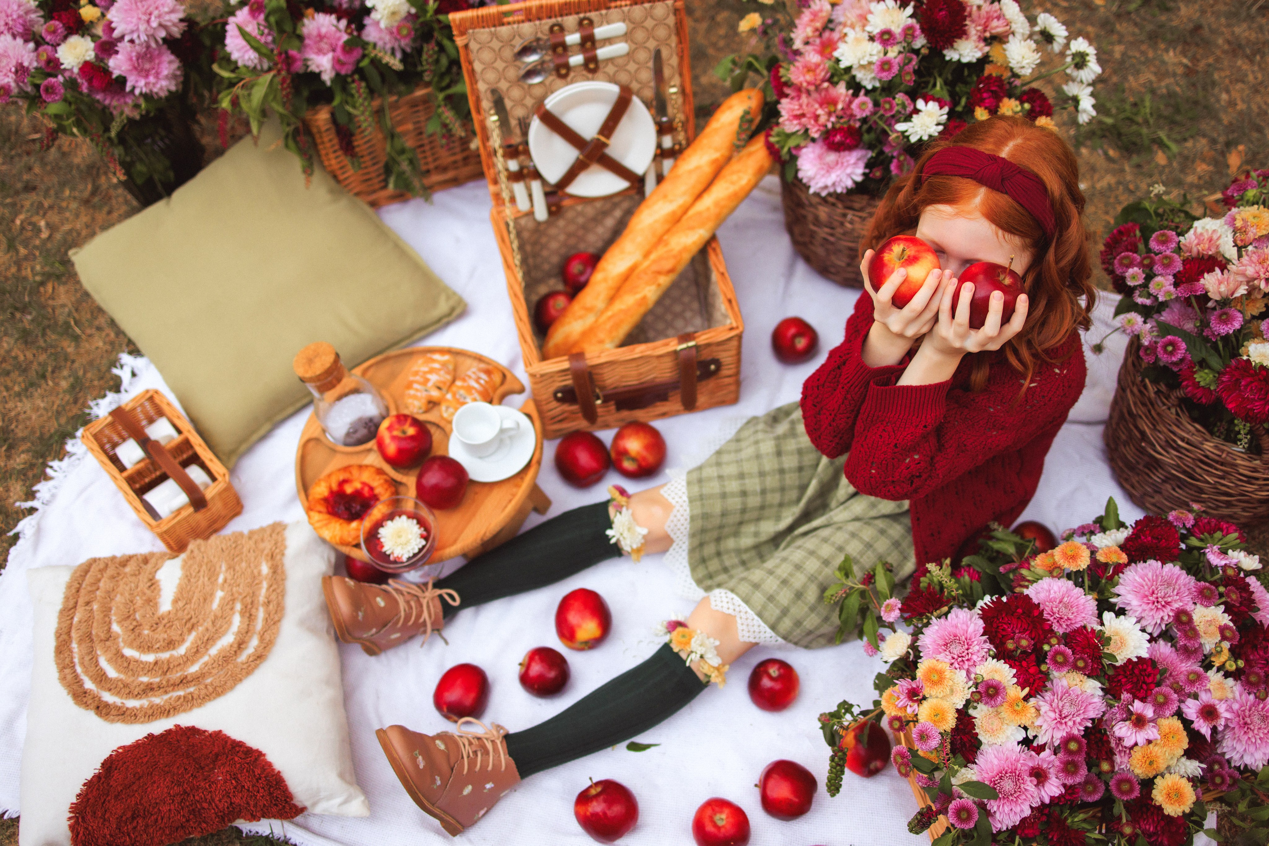 Фотосессия «Пикник», Хризантемы и Яблоки. Семейный и детский фотограф в Краснодаре Анна Трашкова