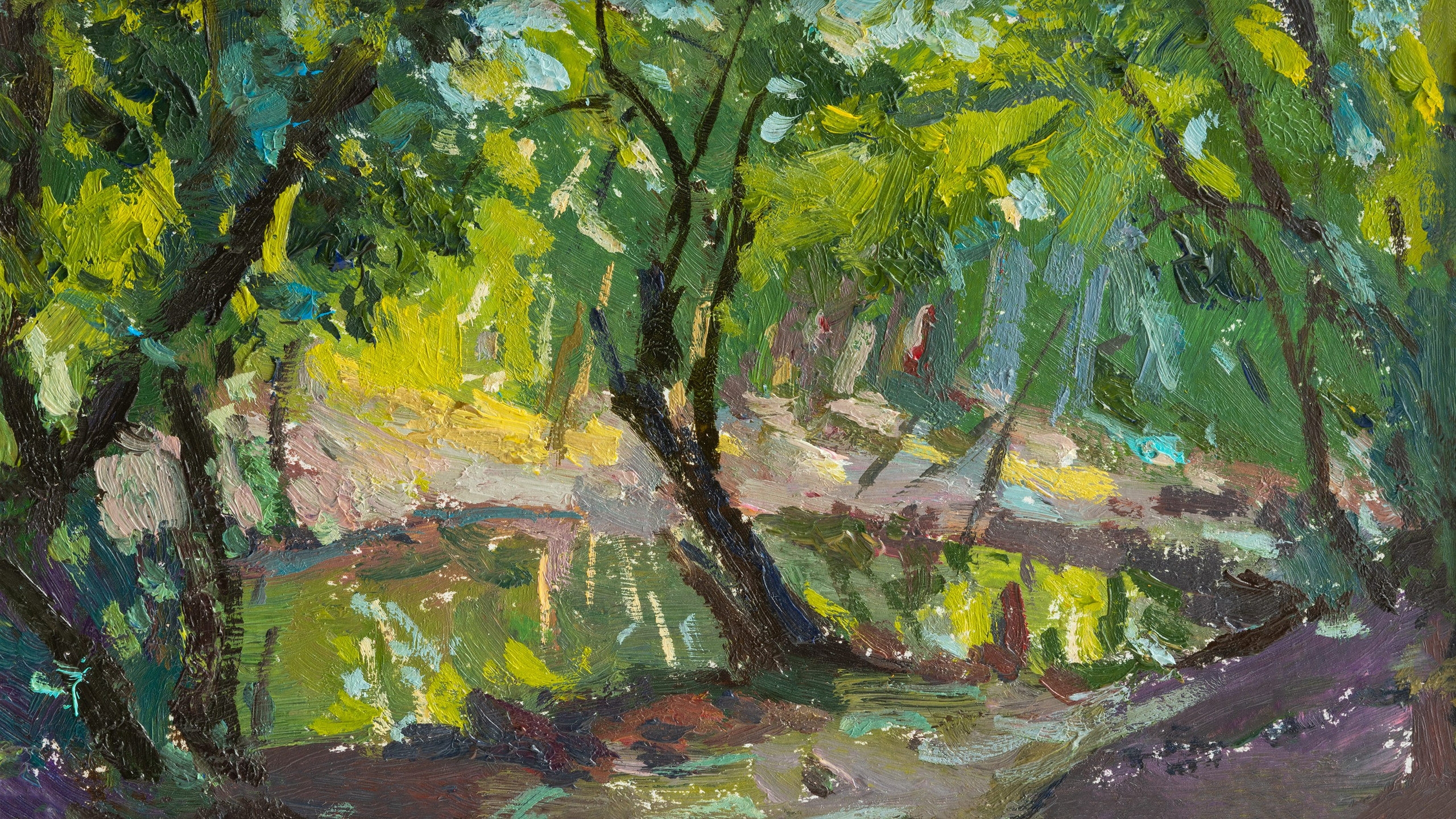"Лес.Речка" картон, масло 9х15см, 2025г