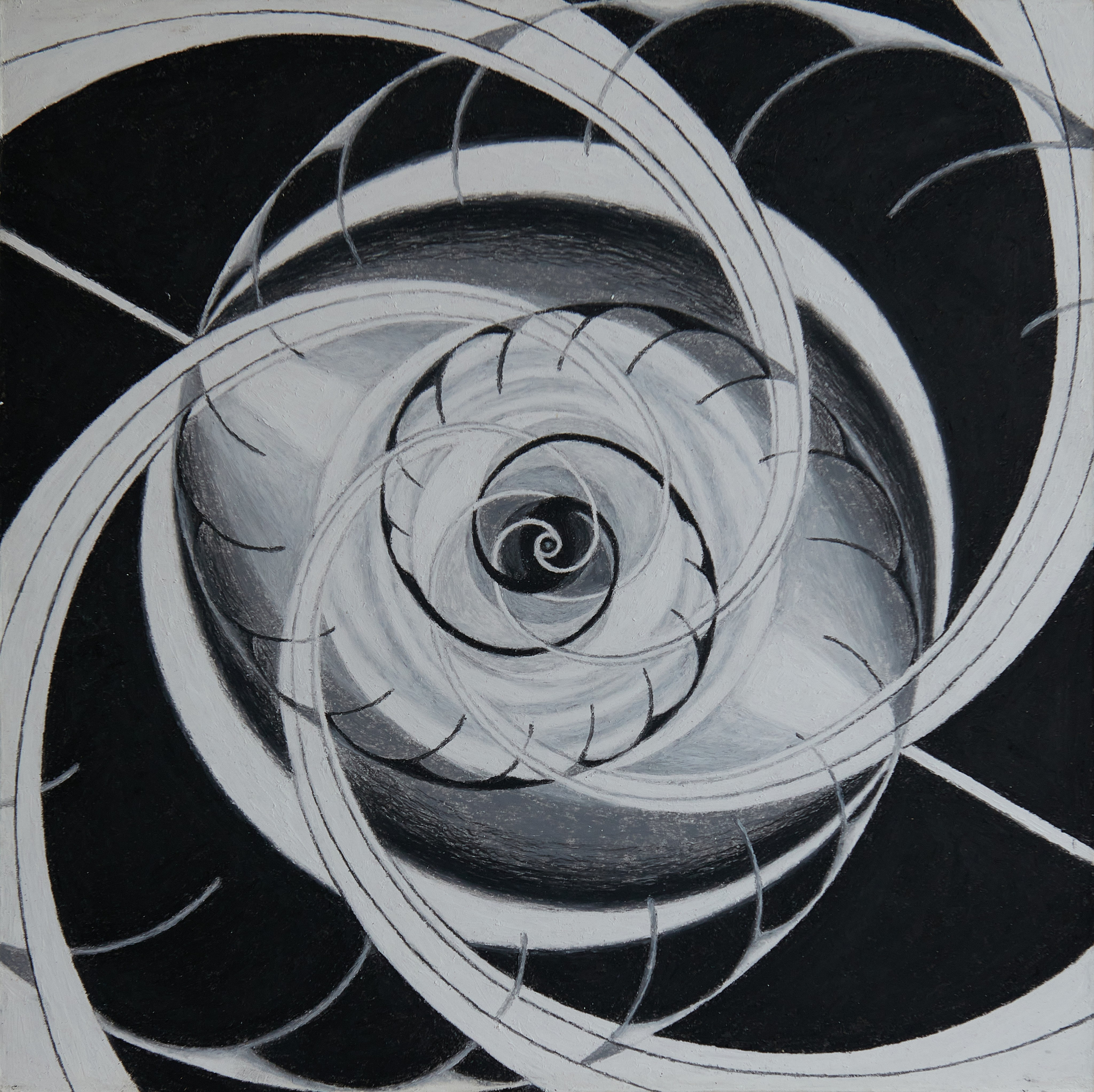 Кокон Вселенной. Каждый универсум имеет собственную внешнюю оболочку сотканную из его персональной сущности.Внутри кокона содержится ядро потенциальной сути живого организма пространства с осью проецирования данностей самореализации в сценариях возможного развития в теле космобытья.Универсум дышит сквозь поры кокона, через него он взаимодействует с другими универсумами и пространством своего местонахождения, без которого лишён способности жизненного существования. Год создания: 2006 г.