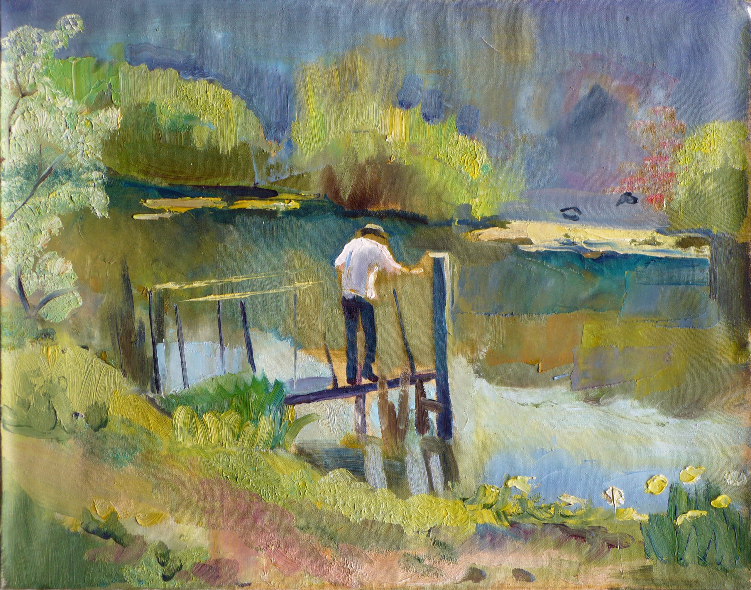 Дед на мостике. Холст, масло. 2007 год