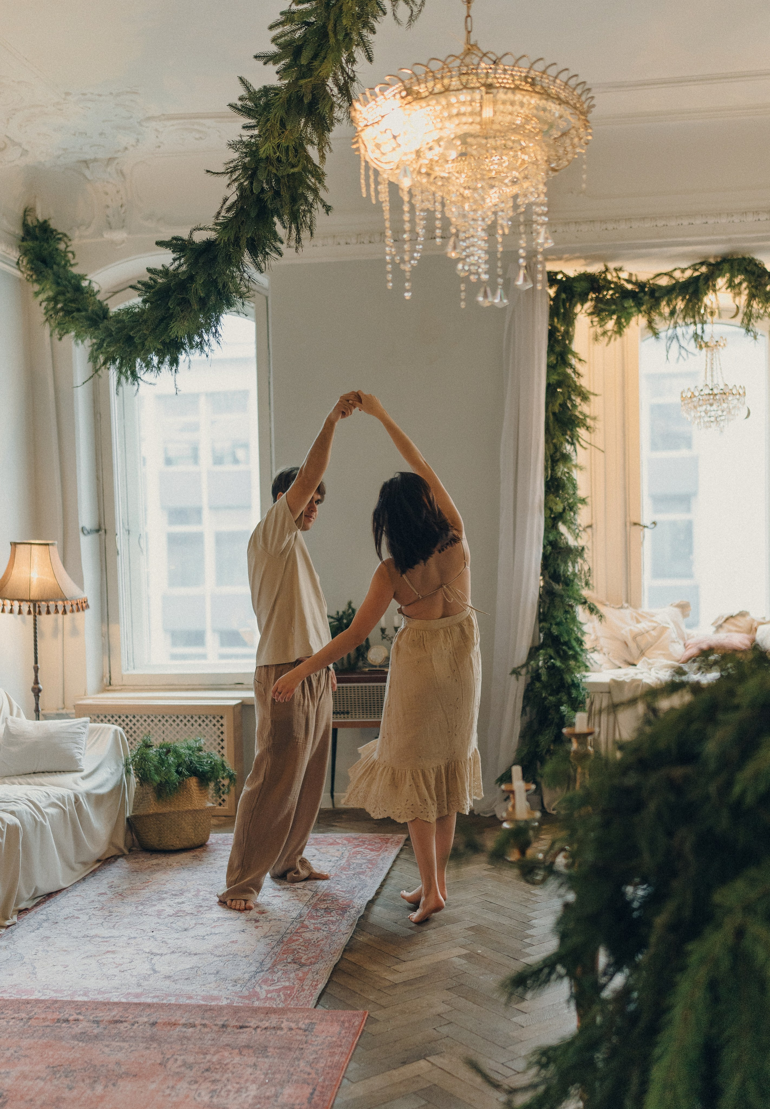 Парная фотосессия в студии. Новогодняя парная фотосессия в квартире.