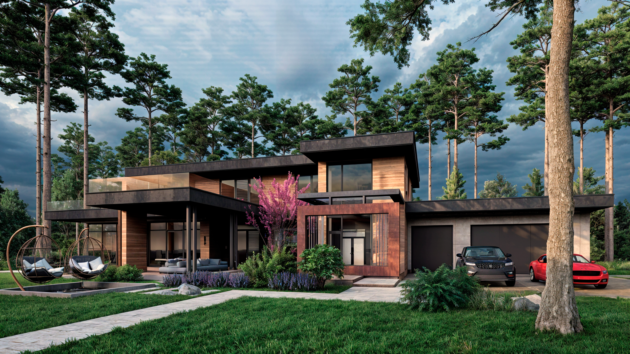 Проект " Лес " Частный дом с зоной СПА. Архитектурное проектирование