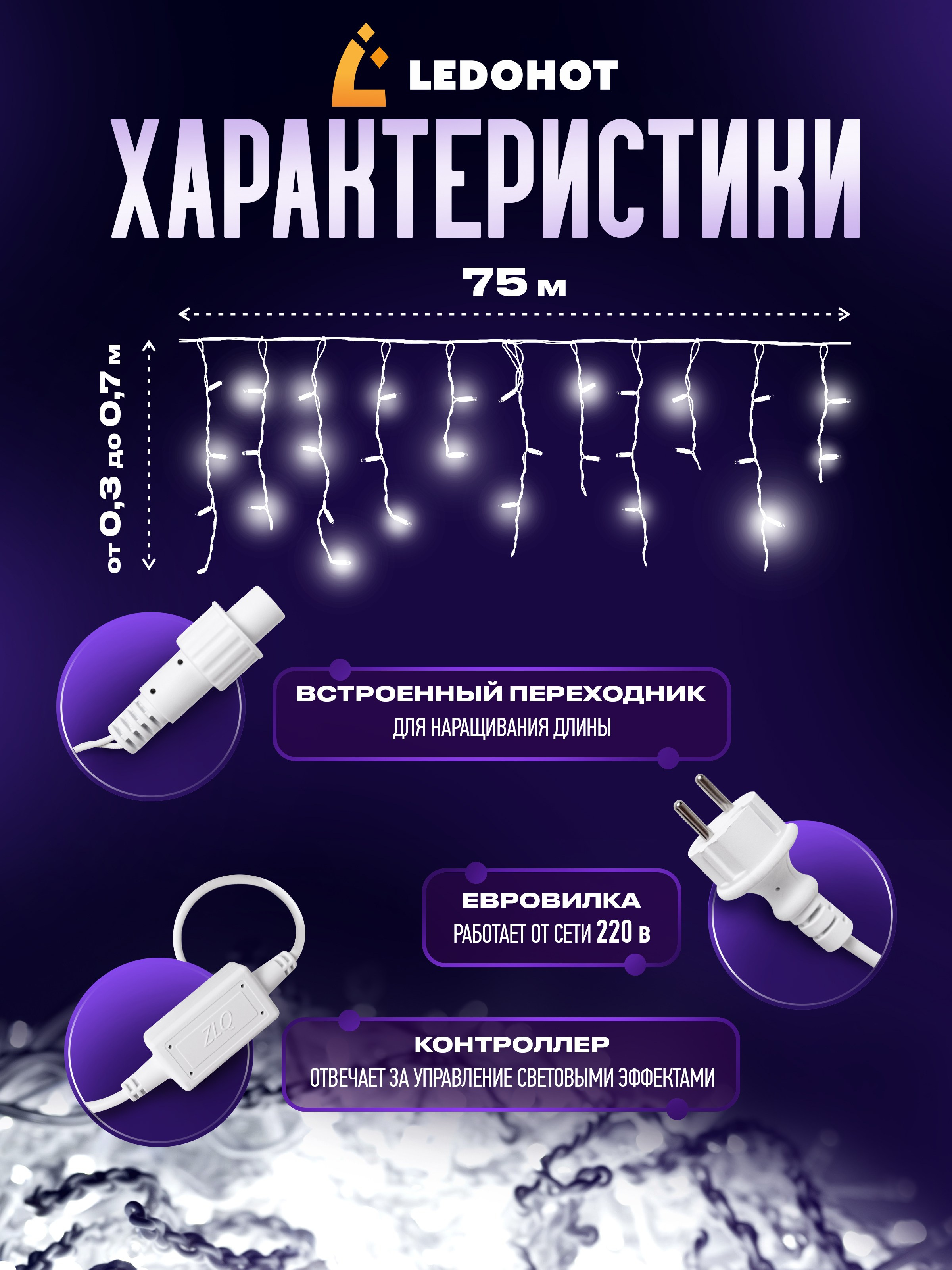 Инфографика для гирлянды на темном фоне 