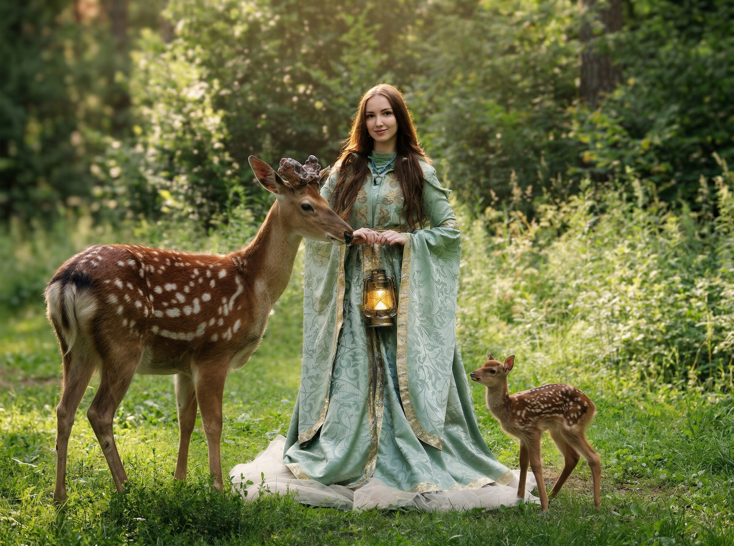 фотосессия с оленями в парке в Москве
