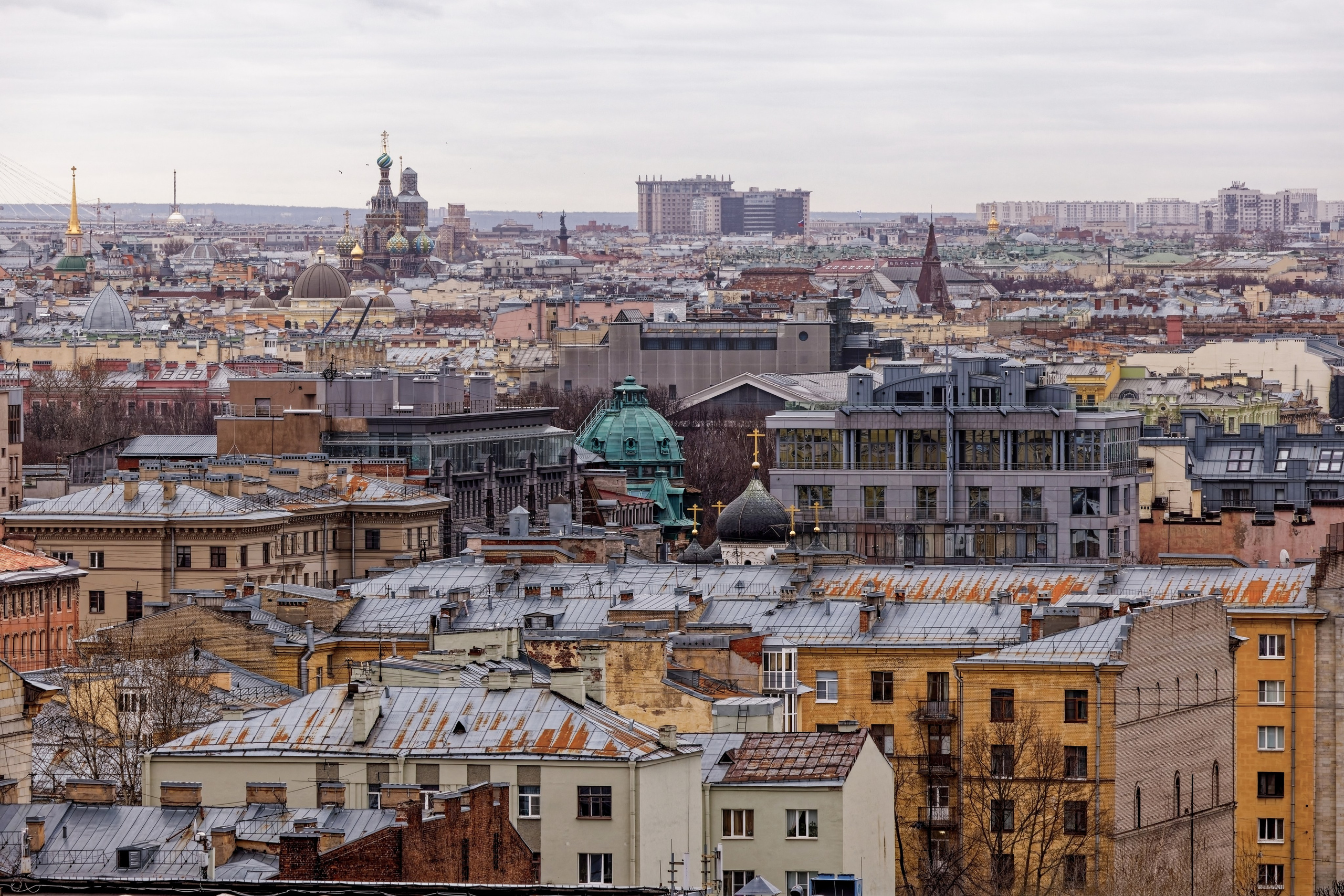 Вид на центр города со смотровой площадки Смольного собора. Санкт-Петербург
