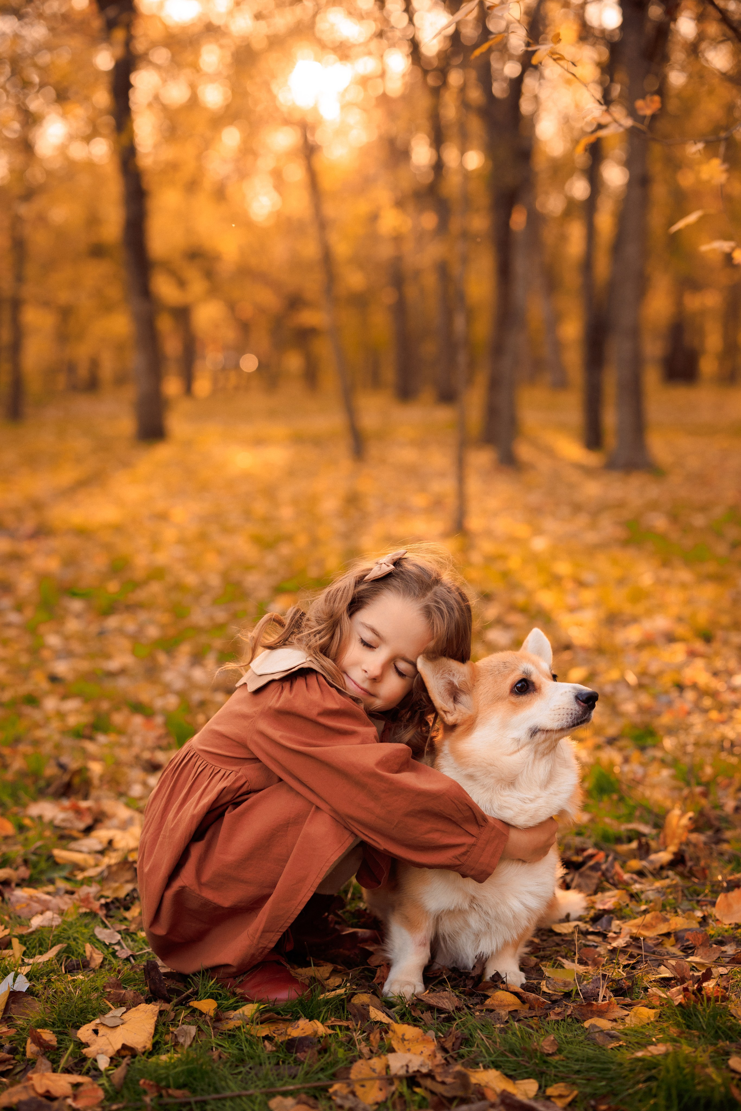 Осенняя семейная фотосессия в парке с Корги. Семейный и детский фотограф в Краснодаре Анна Трашкова
