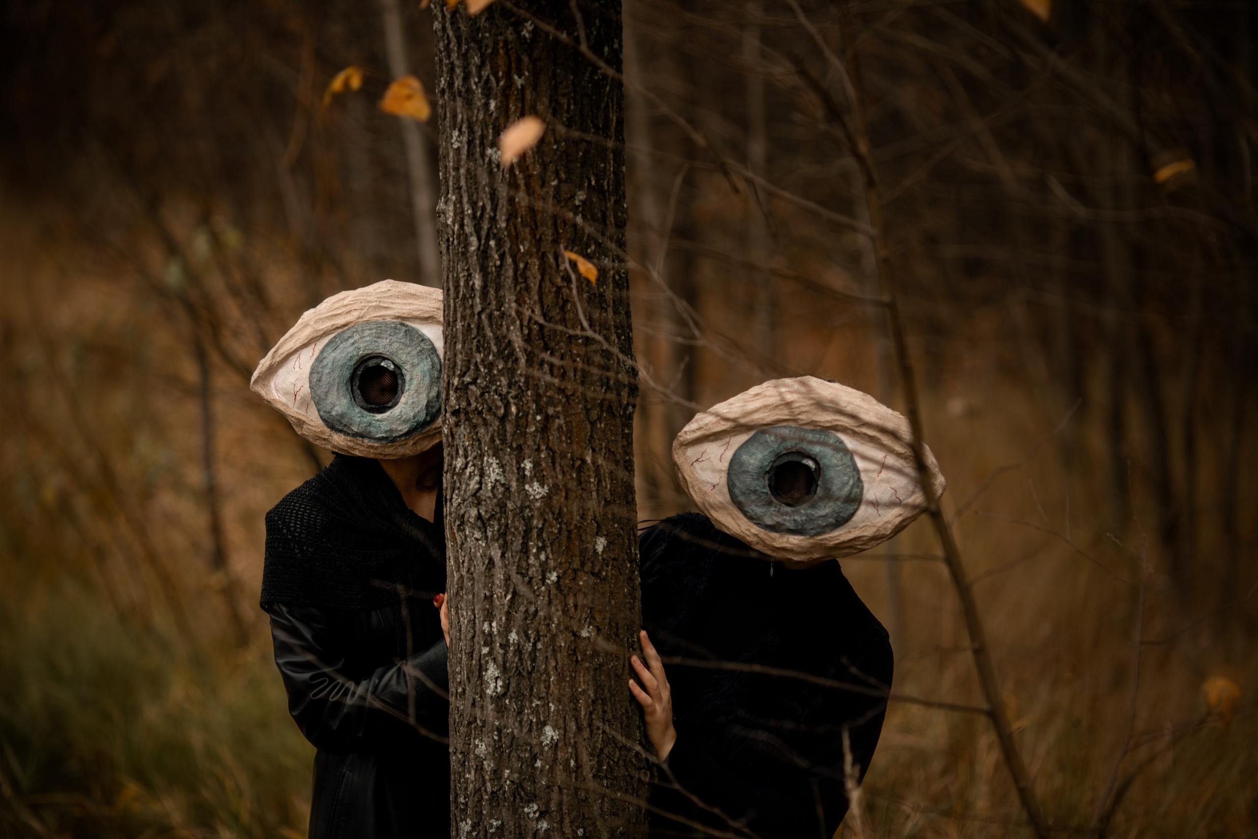 Фотопроект «Духи леса» — маски из папье-маше, свет и тишина природы. Фотограф Анна Грошикова — авторская съёмка на рассвете и закате в Москве, Мытищах, Солнечногорске и Московской области