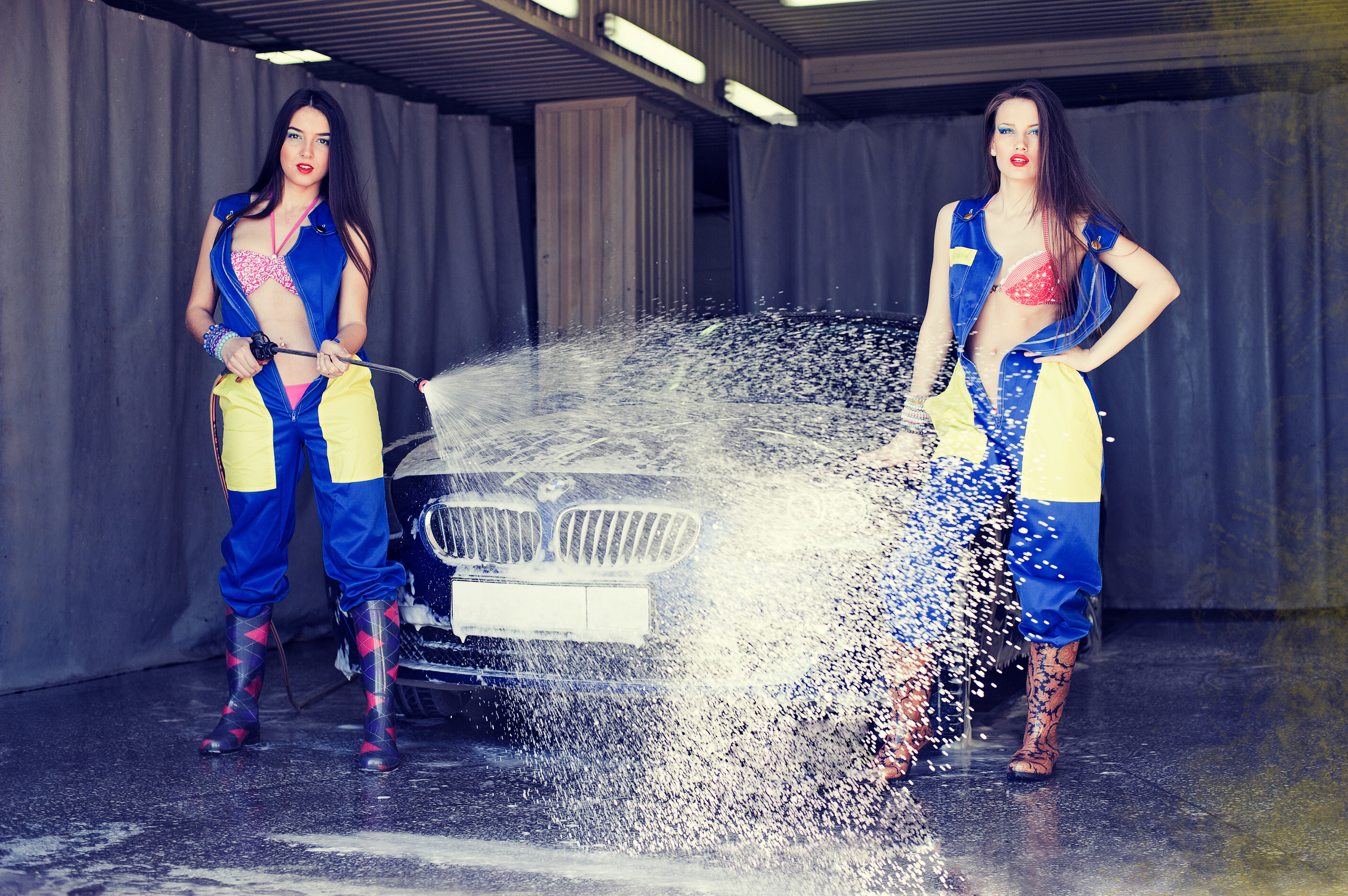 фотосессия, автомойка, девушки, мойка, машины