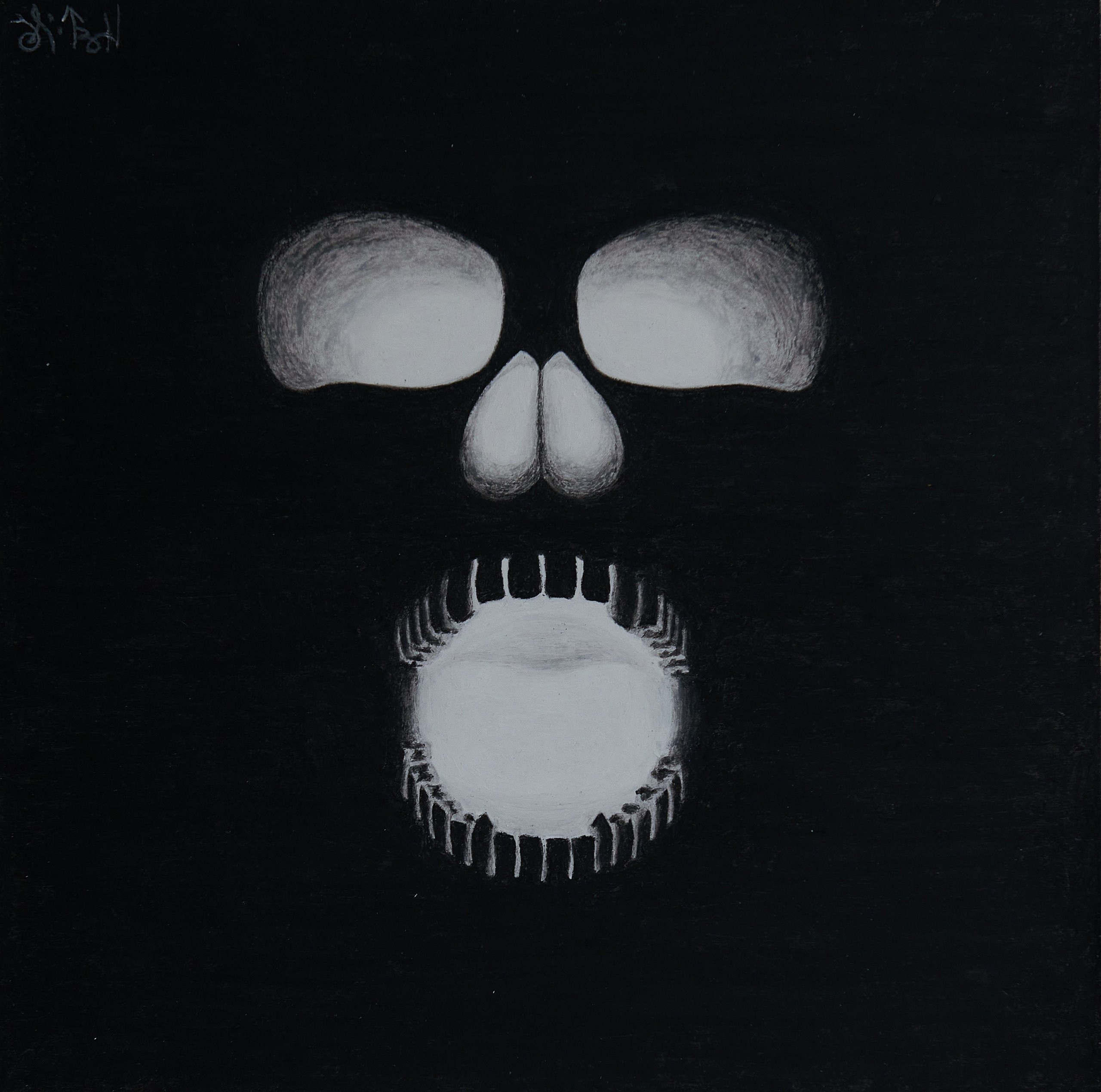 Свет Сквозь Чёрное. Нет верха, нет низа, нет лево, нет право среди непроницаемо Чёрного, где направления существуют только условно.Конкретика – в неизменном движении вперёд во внутреннем тунеле поиска, к свету обретения иного через порог отрицания задаваемого сменой устоявшейся действительности. Это вход в перемену качественного состояния бытья. Но следует понимать, что возможная неизбежность поглощения иным может стать погружением в непроницаемо слепящее светлое, до полного растворения самосознания в нирваническом самозабытье. Год создания: 2006 г.