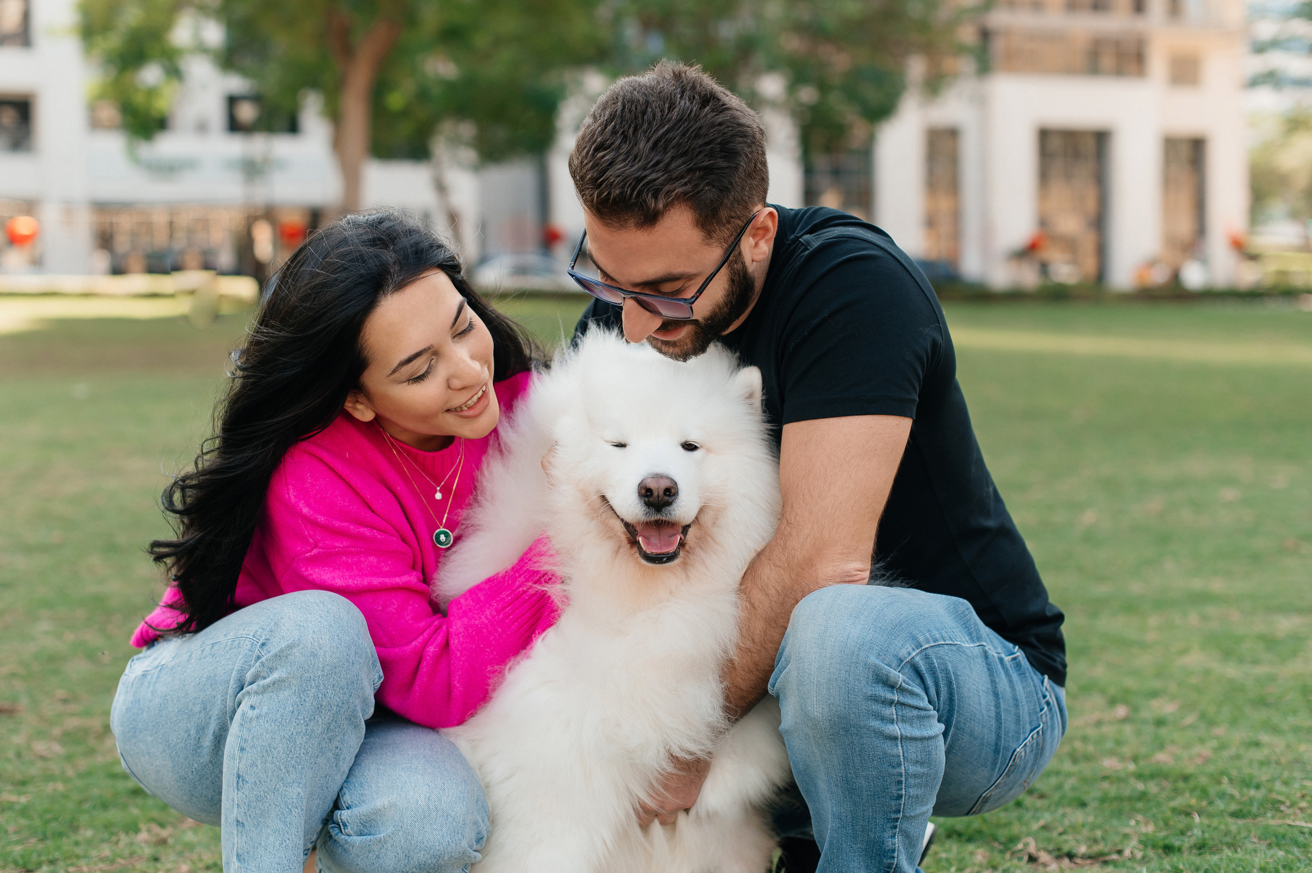 Couple photoshoot with Dog in Dubai. Wedding and family photographer in Dubai Vasilii Albul
