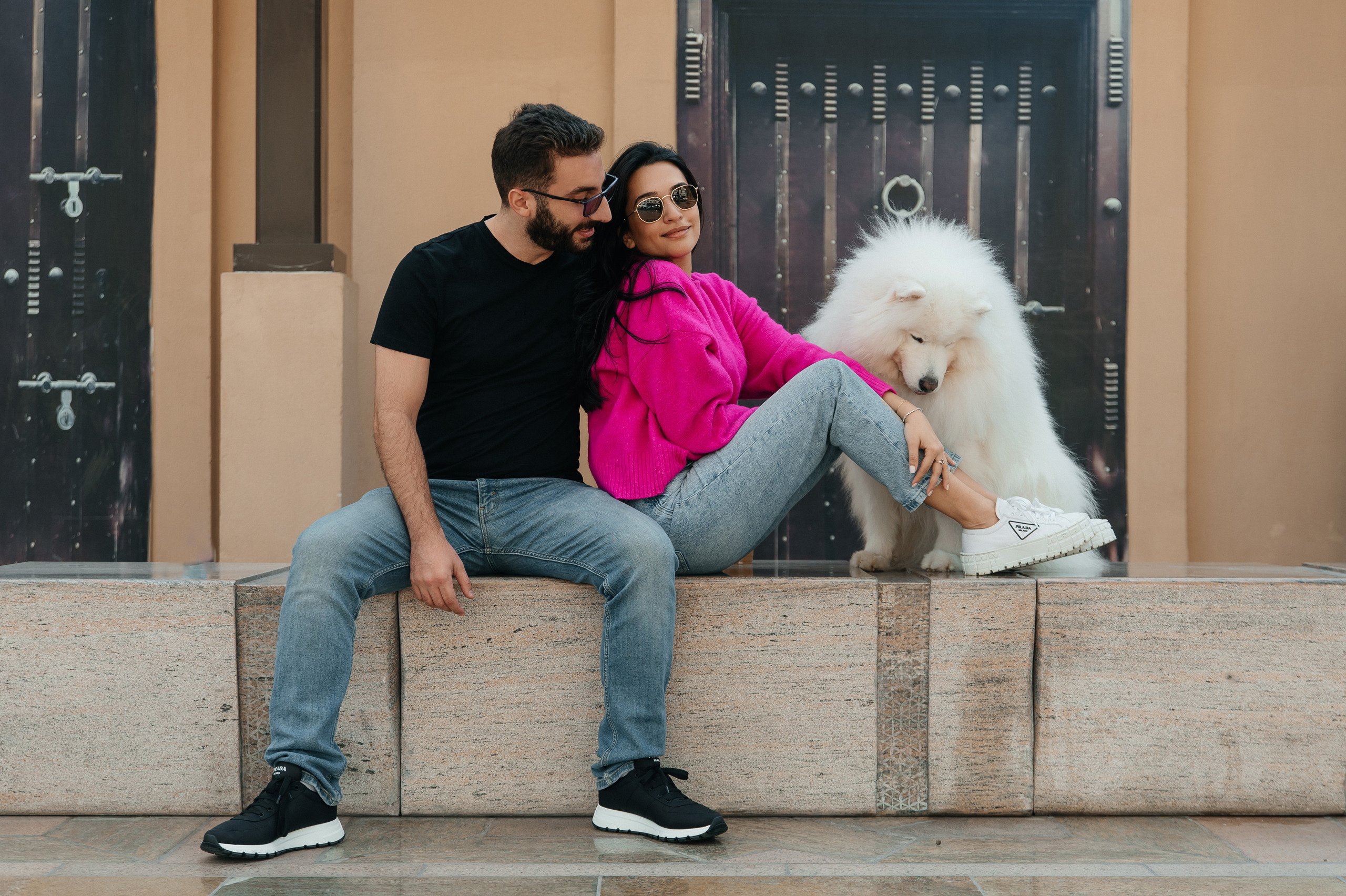 Couple photoshoot with Dog in Dubai. Wedding and family photographer in Dubai Vasilii Albul