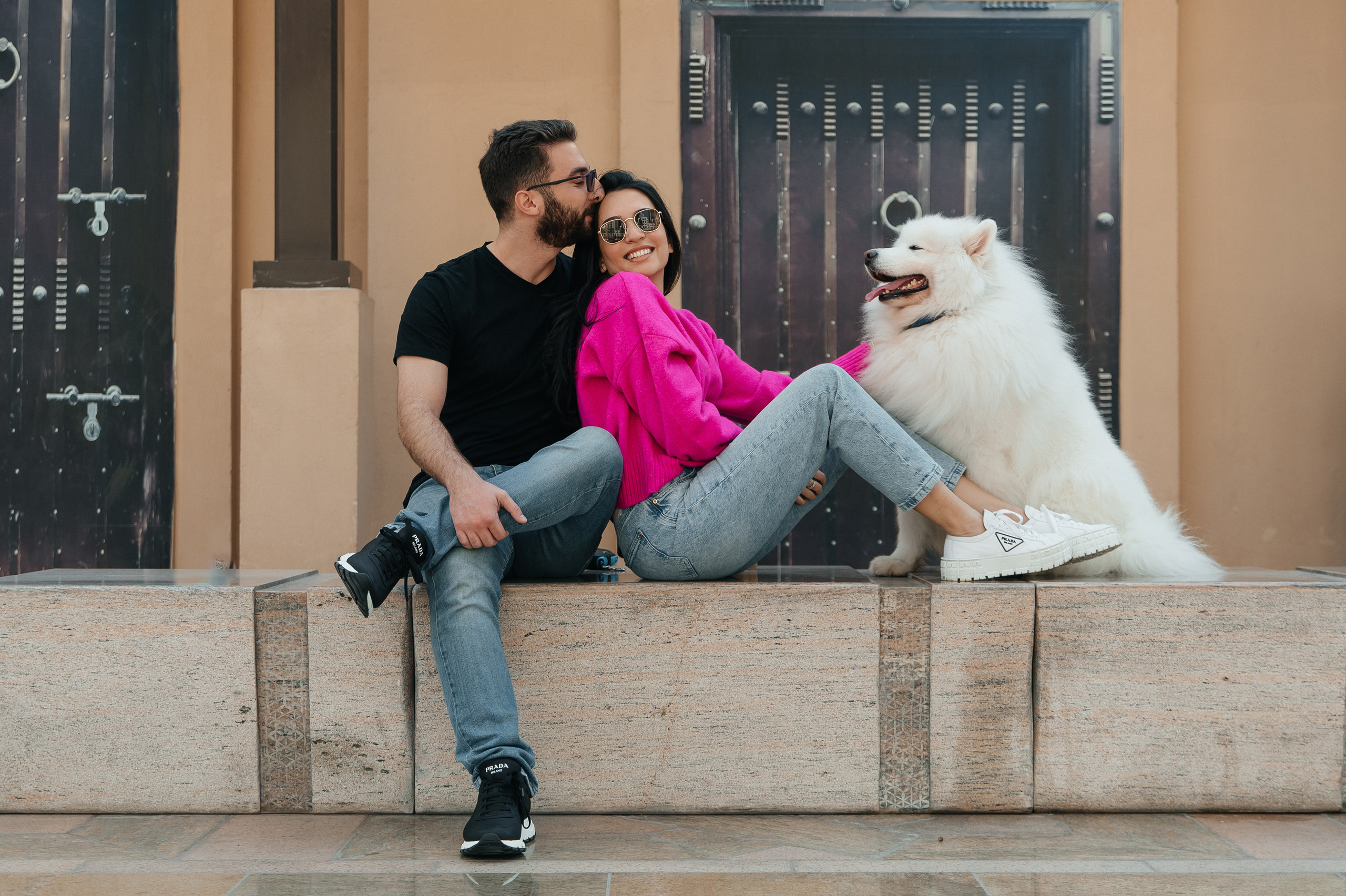 Couple photoshoot with Dog in Dubai. Wedding and family photographer in Dubai Vasilii Albul