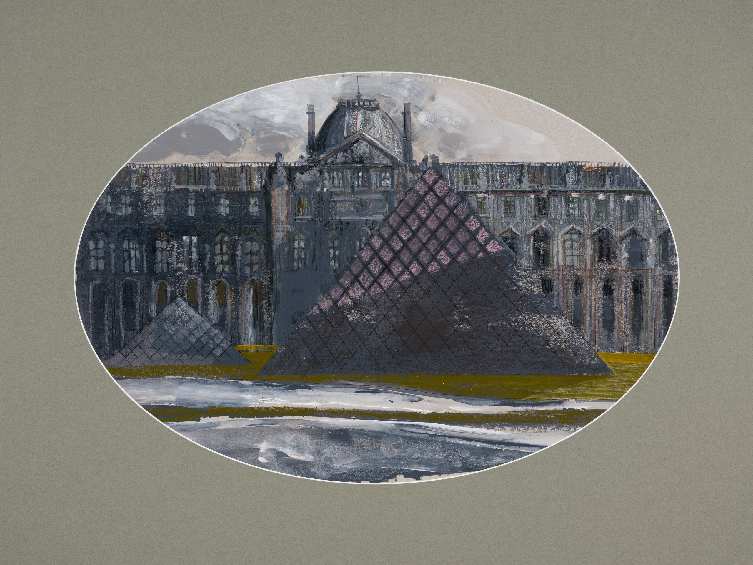 «Париж. Лувр» - художник Лариса Блохина (картон, смешанная техника, 60x80 см, 2026)