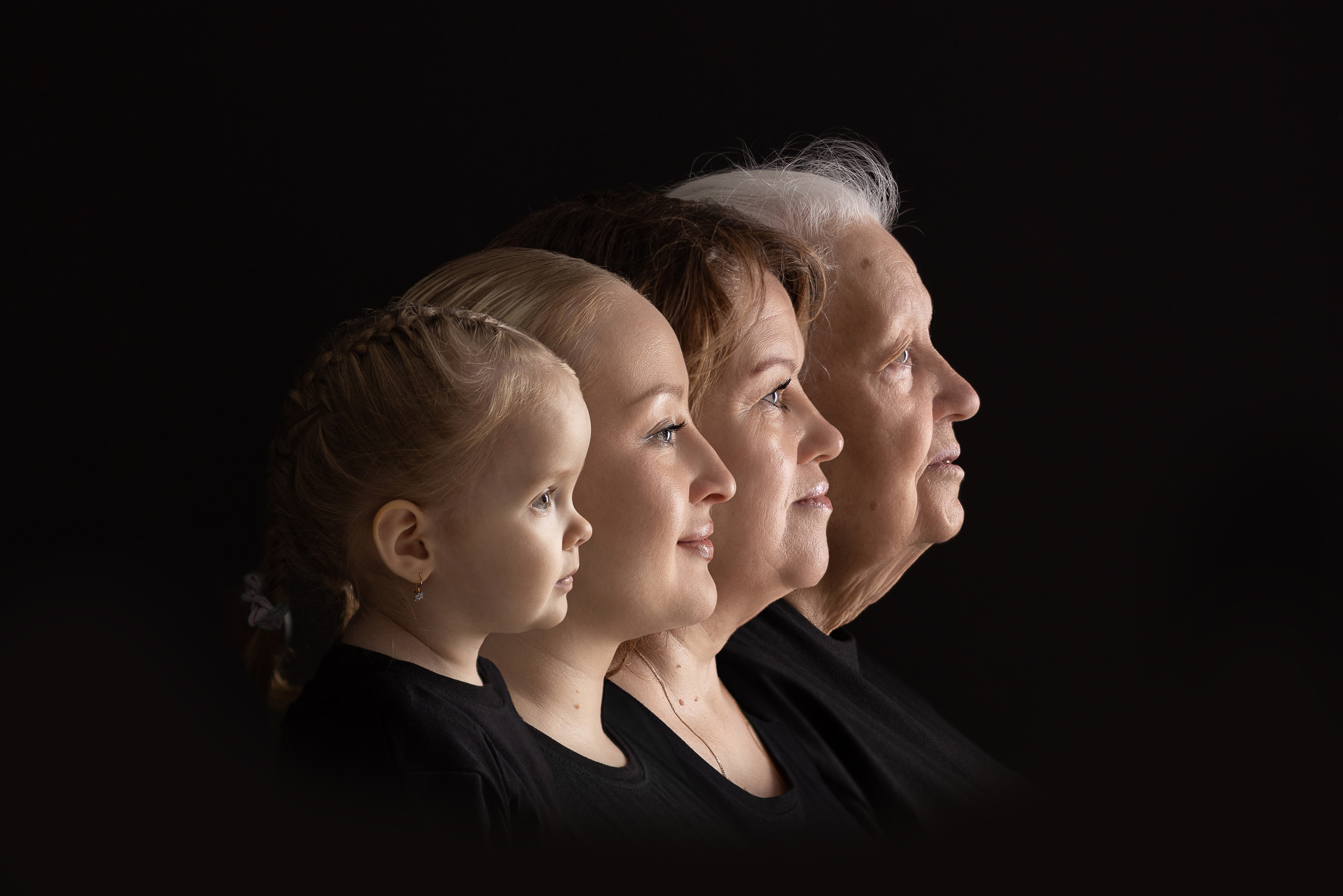 портрет Поколение на черном фоне