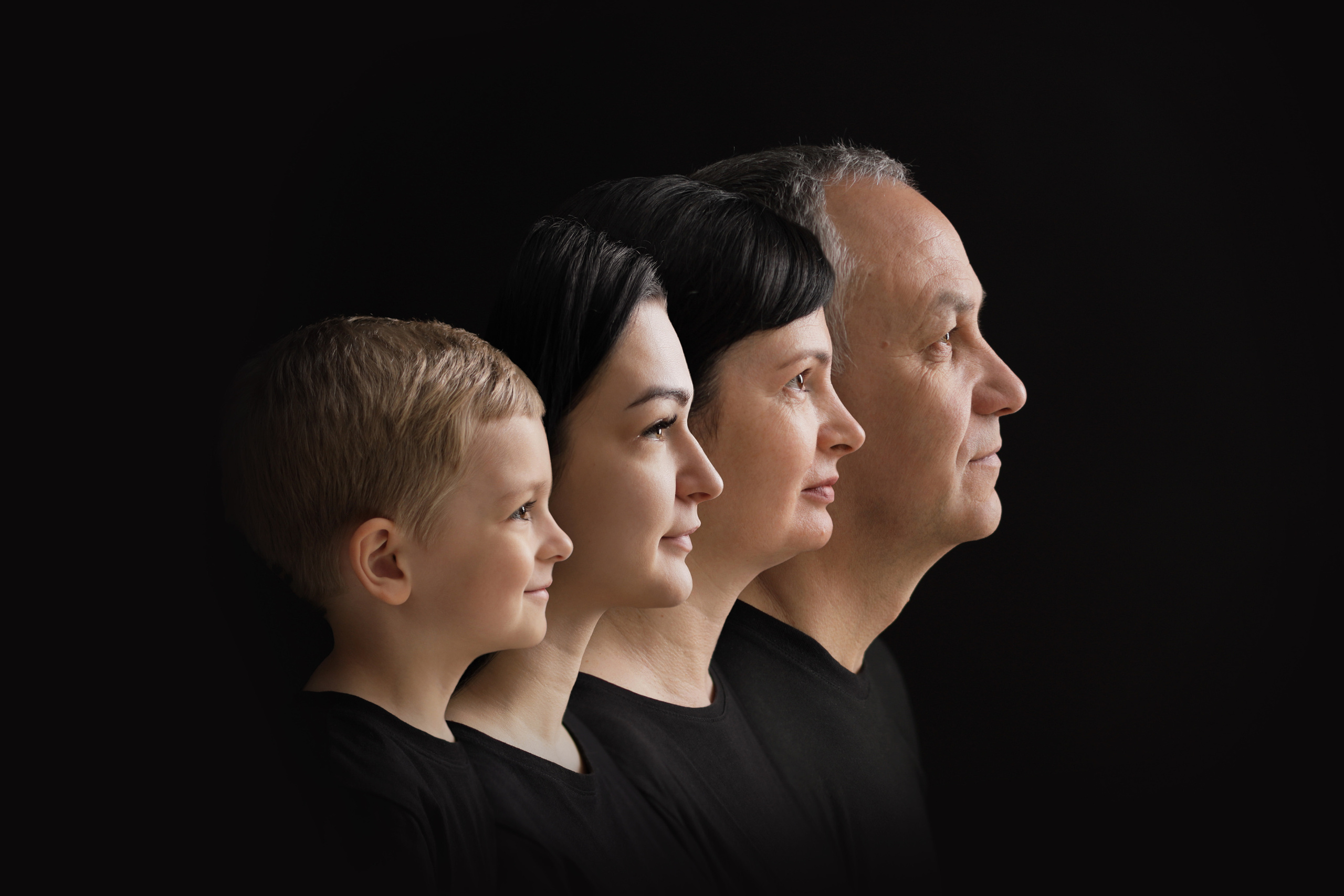 портрет Поколение на черном фоне