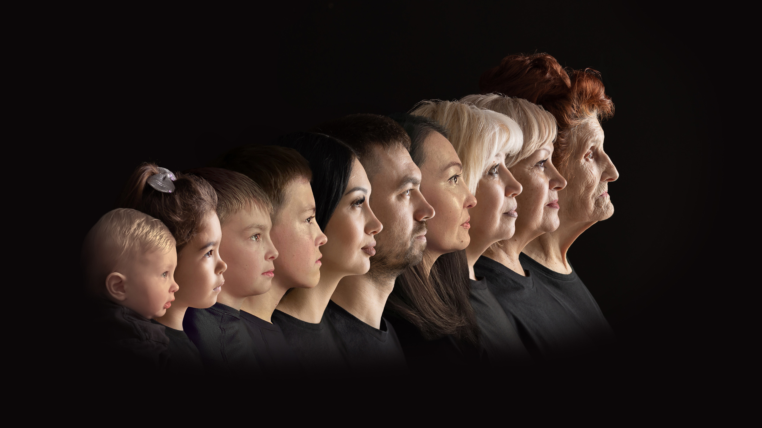 портрет Поколение на черном фоне