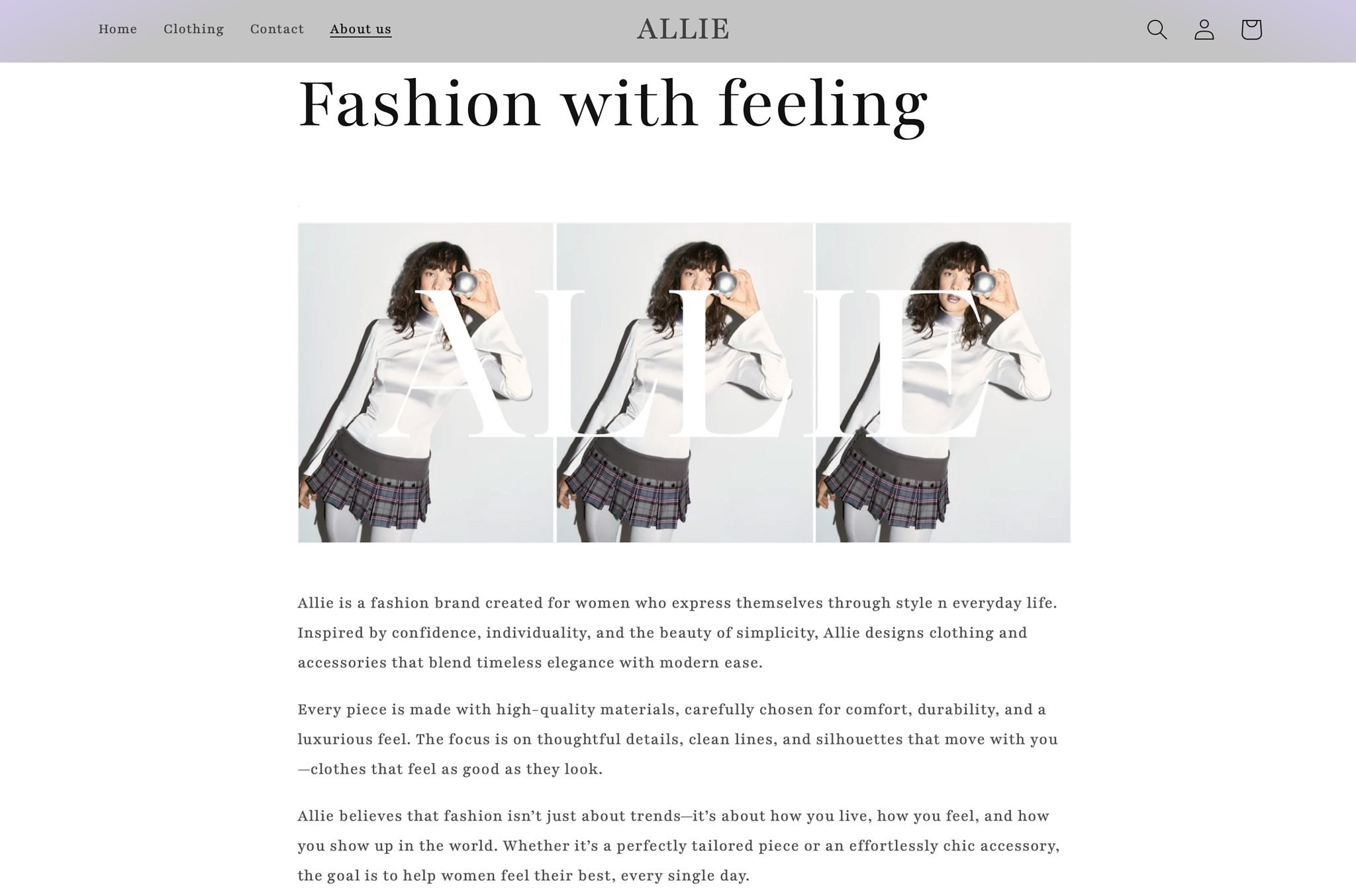 Advertising campaign by Inna Banana showcased on Allie official online store