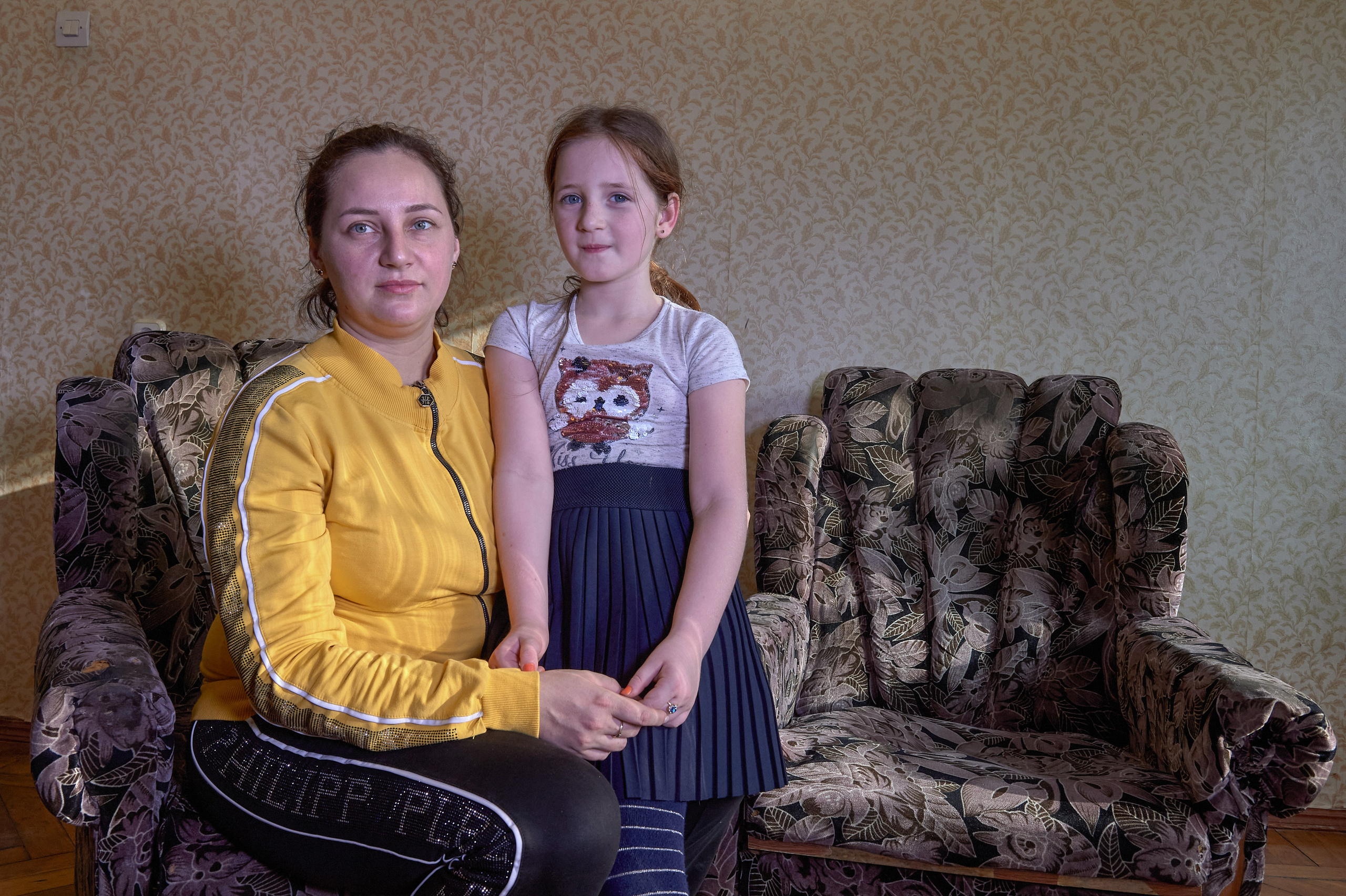 Irina from the Luhansk region with her daughter in a temporary refugee accommodation center in a DSTU dormitory in Shakhty, Rostov region, February 22, 2022.