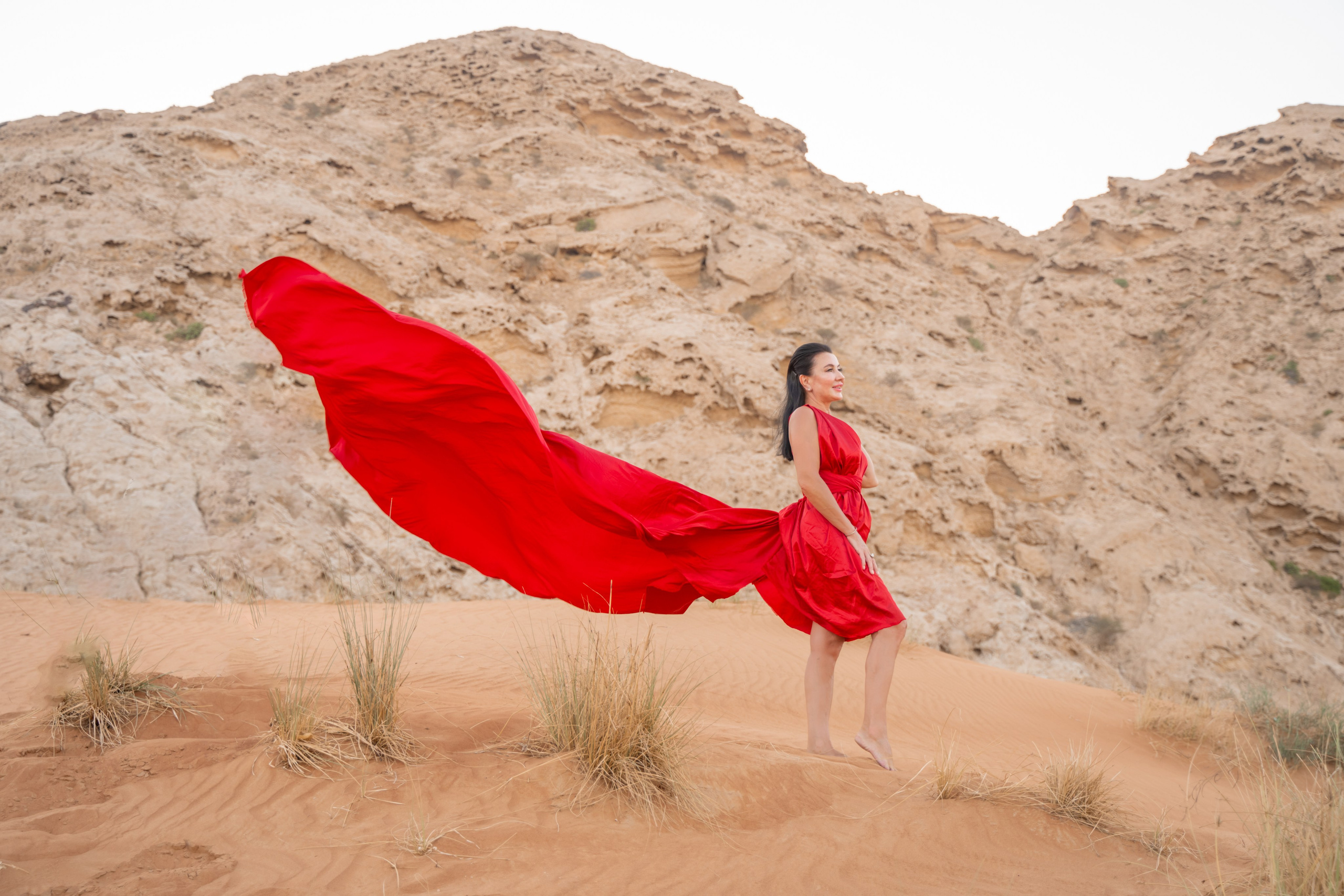 Flying dress in desert