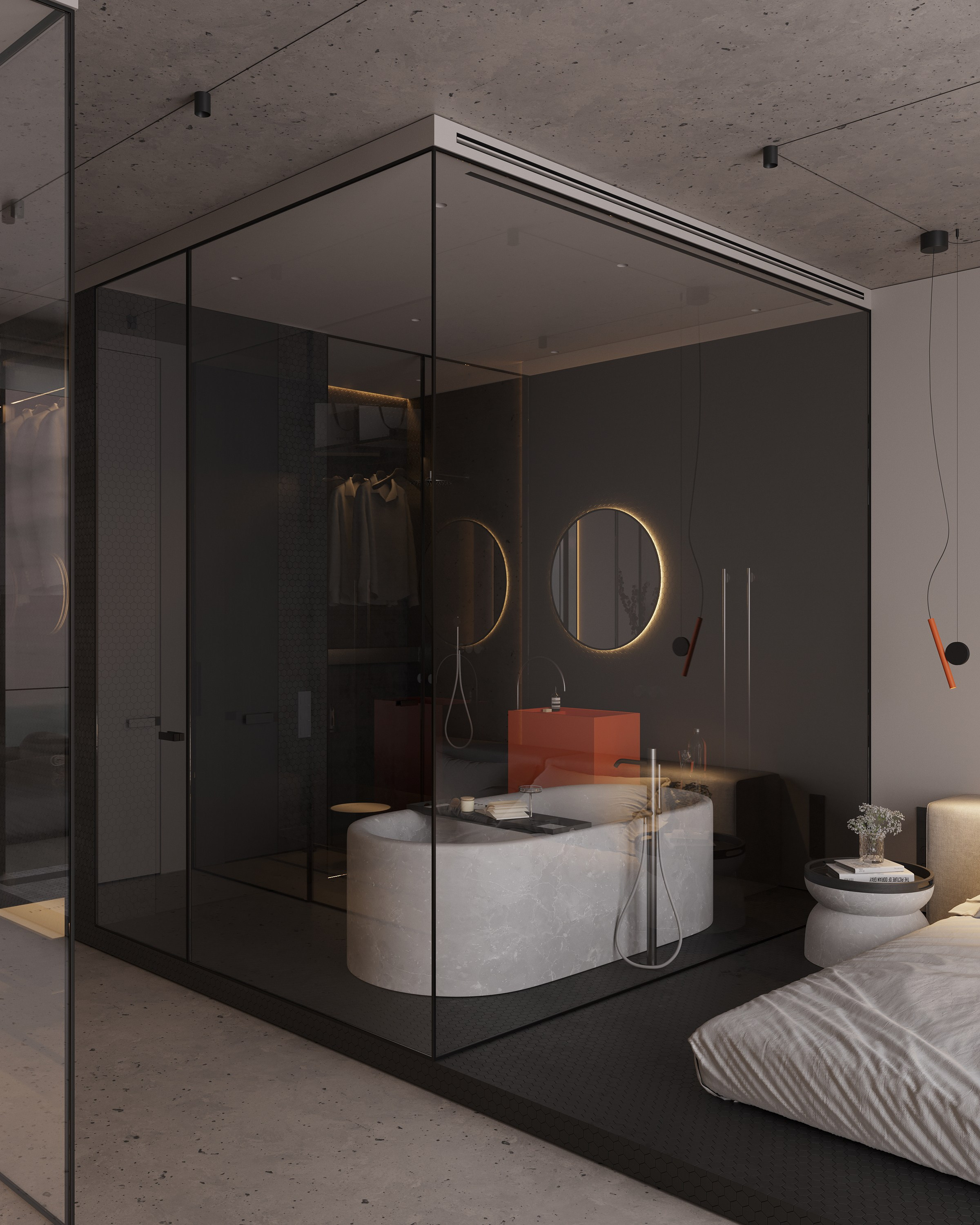 Мастер-спальня с видовым балконом. 3D визуализатор