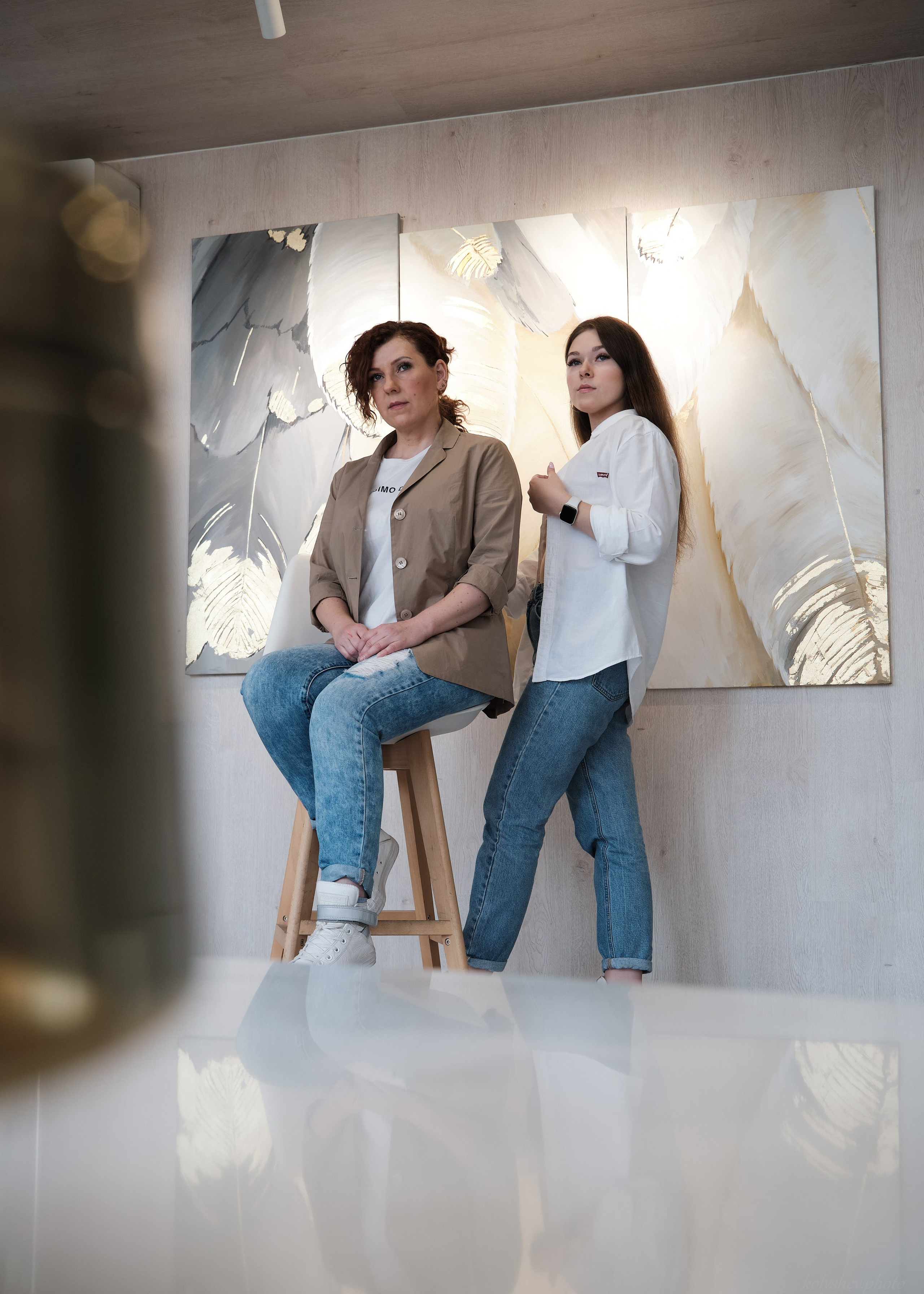 Семейная фотосессия мамы и дочки в студии в Москве 2. Портретный фотограф на новый год в Москве Виктория Колышева