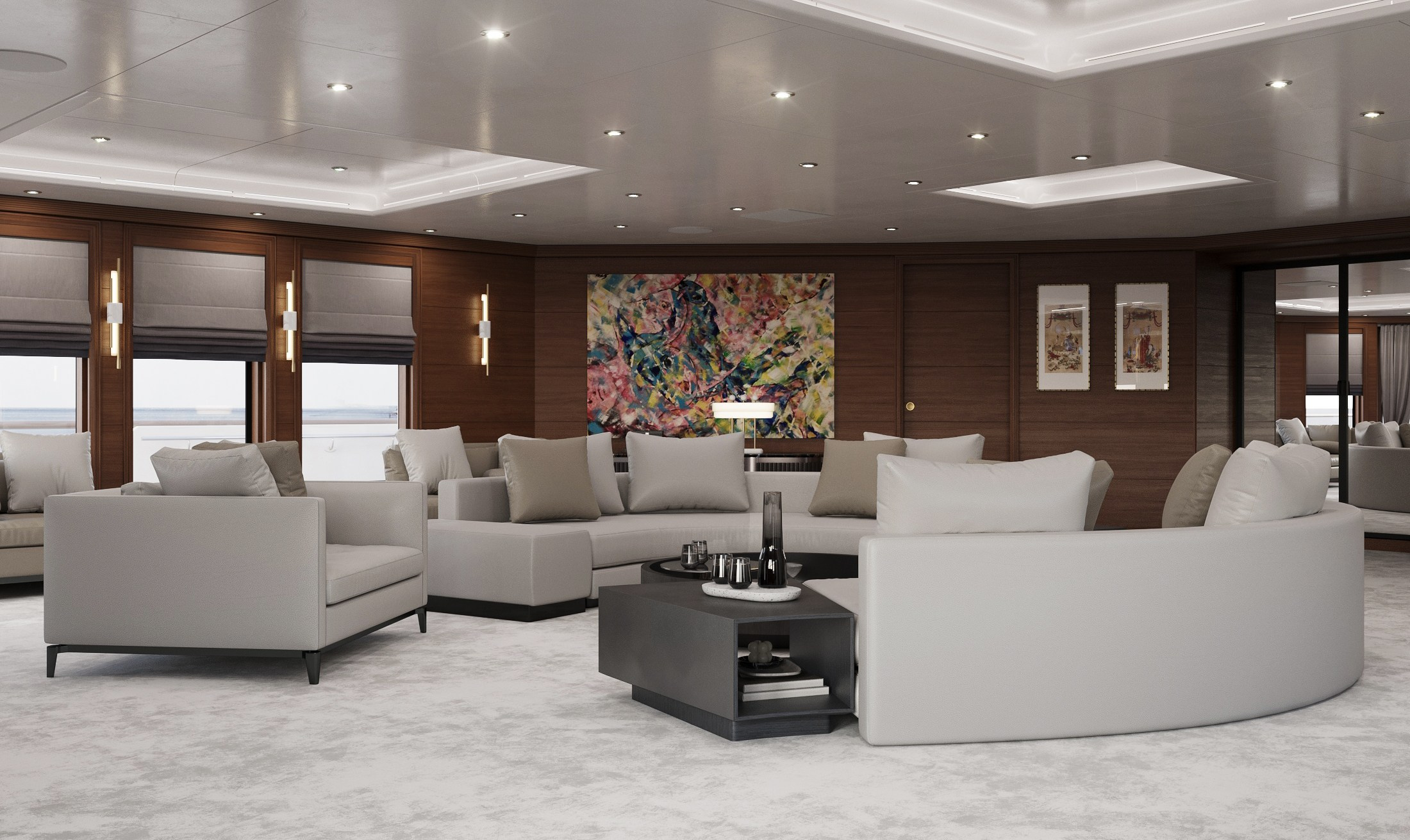 3 варианта гостиной на яхте. Дизайн Марина Павлюченкова. 3D визуализатор интерьеров Ксения Жарко