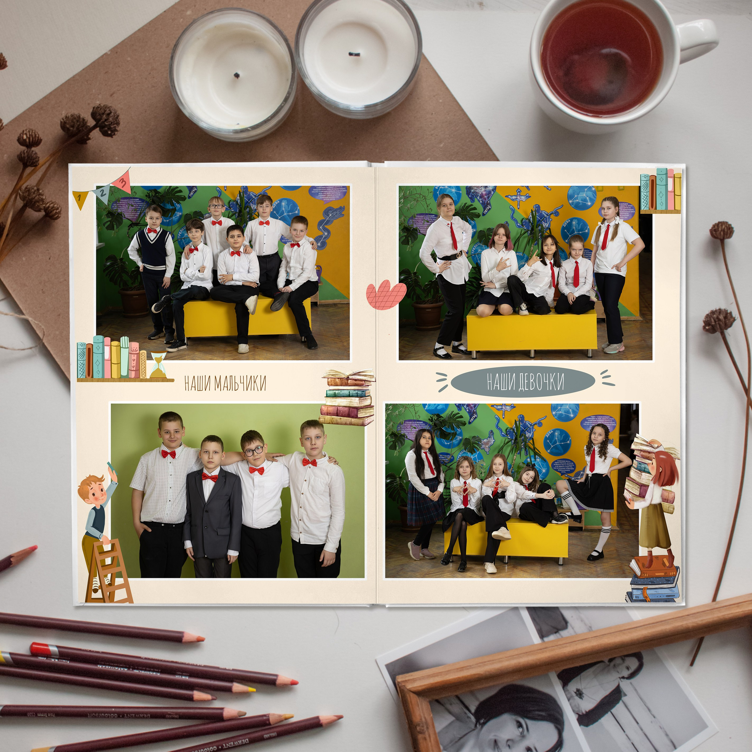 Выпускной альбом для начальной школы 3 разворота. Семейный, школьный фотограф в Нижнем Новгороде Елена Сентюрева
