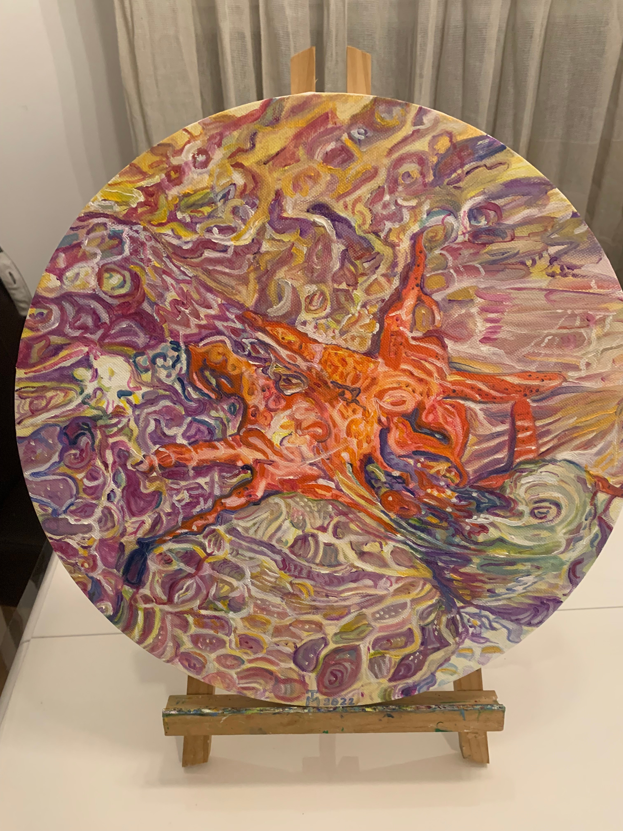 Sea stars đ=40 cm Oil on canvas 2022