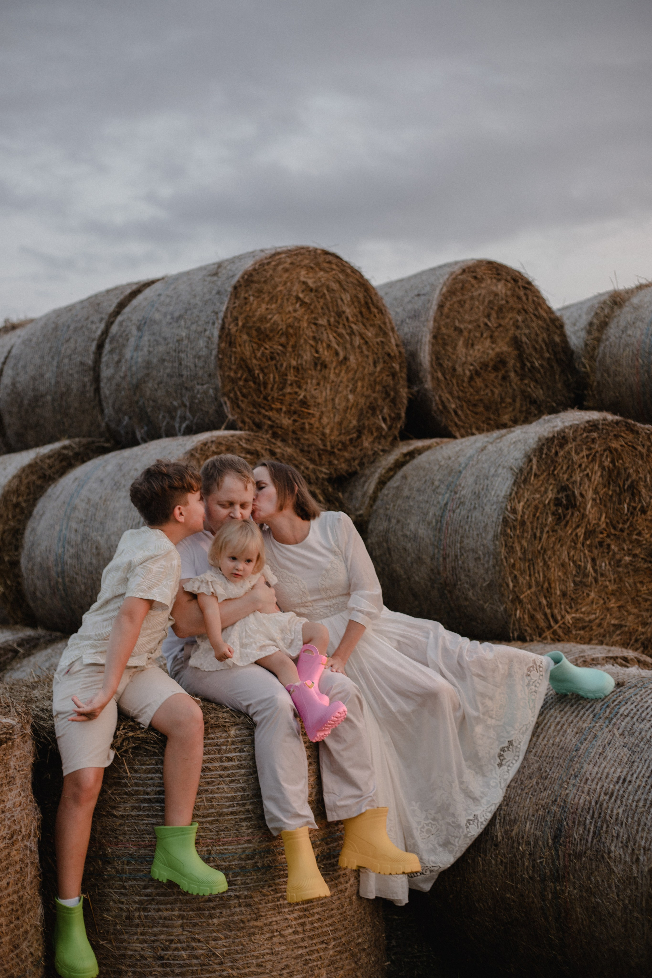 В стогах сена :)