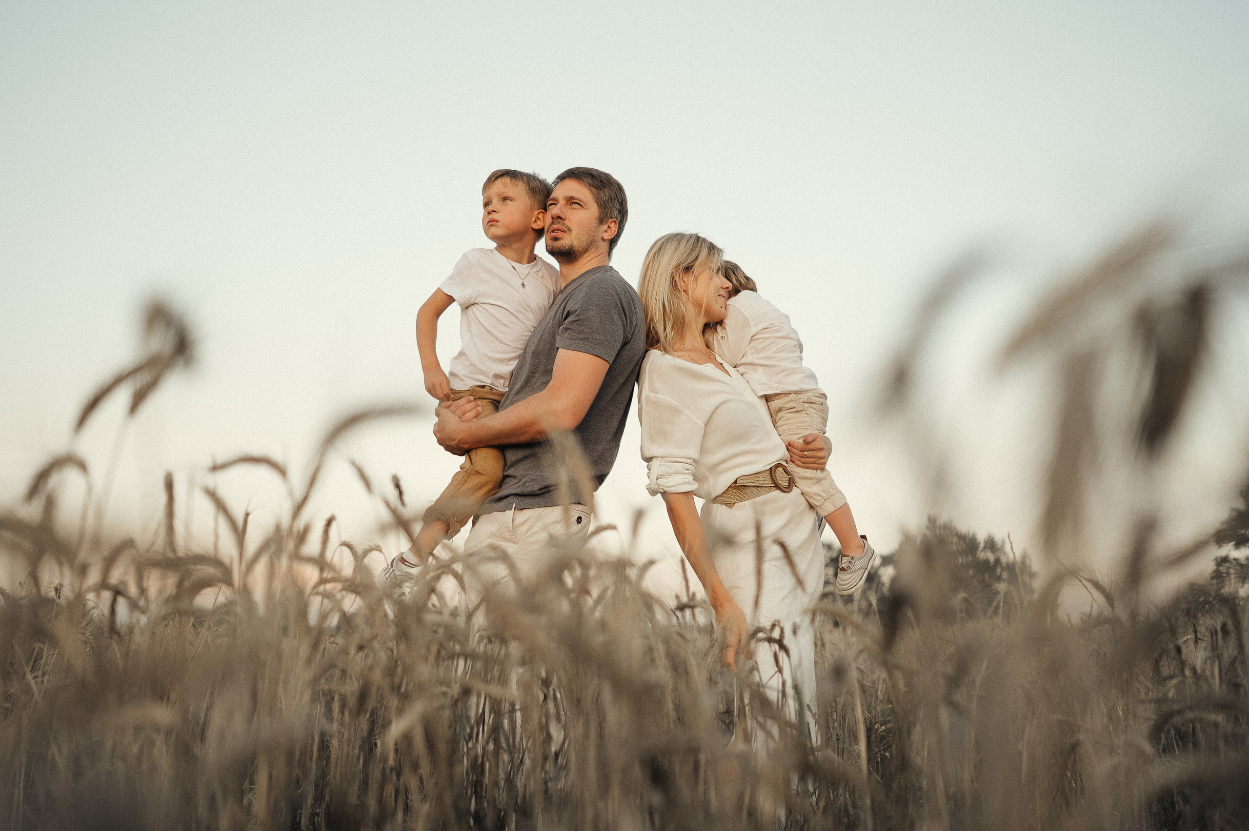 Семейная фотосессия в поле, пшеница. Фотограф и видеограф в Санкт-Петербурге Полина Янушко. Съёмка родов