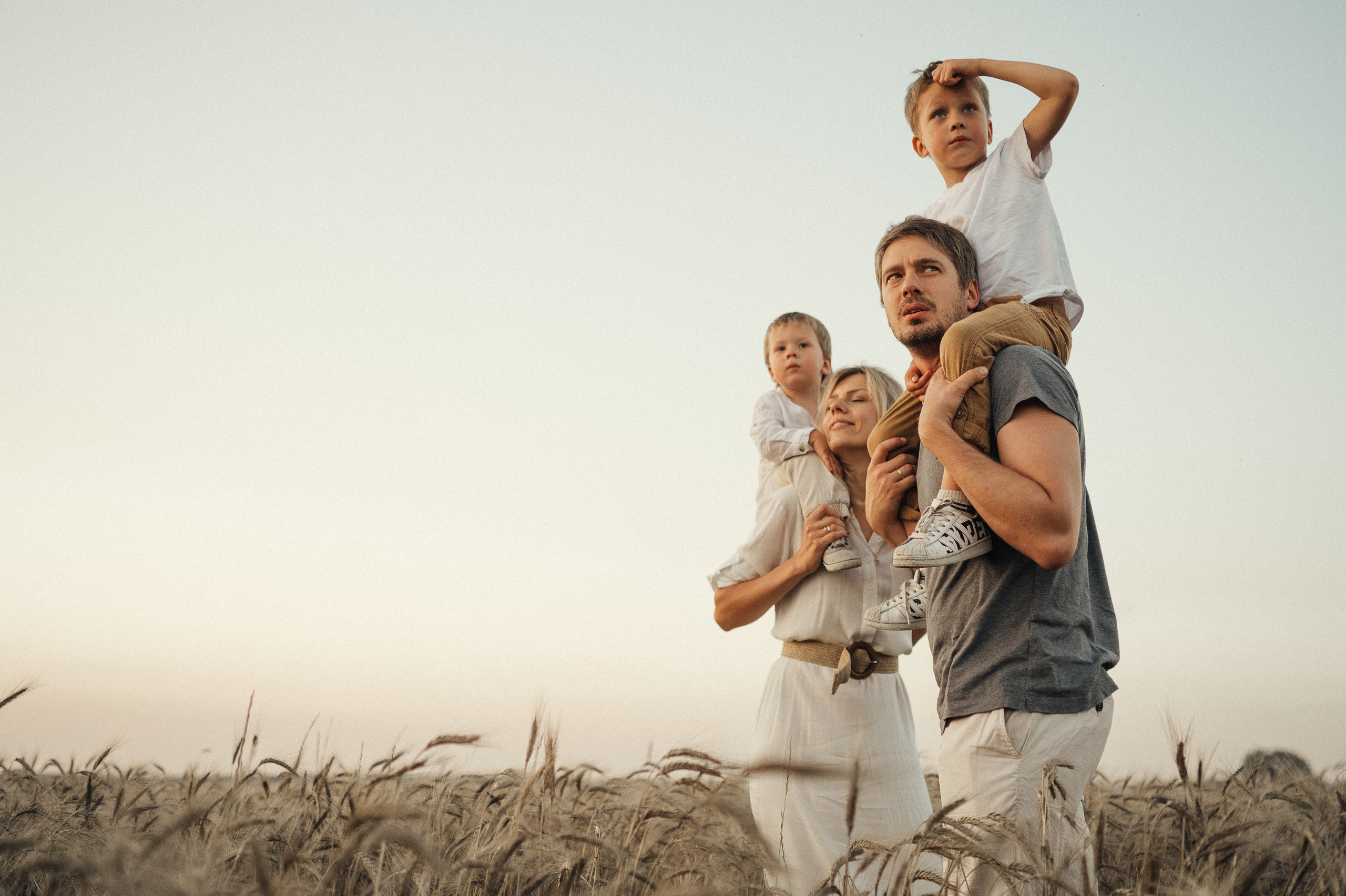 Семейная фотосессия в поле, пшеница. Фотограф и видеограф в Санкт-Петербурге Полина Янушко. Съёмка родов