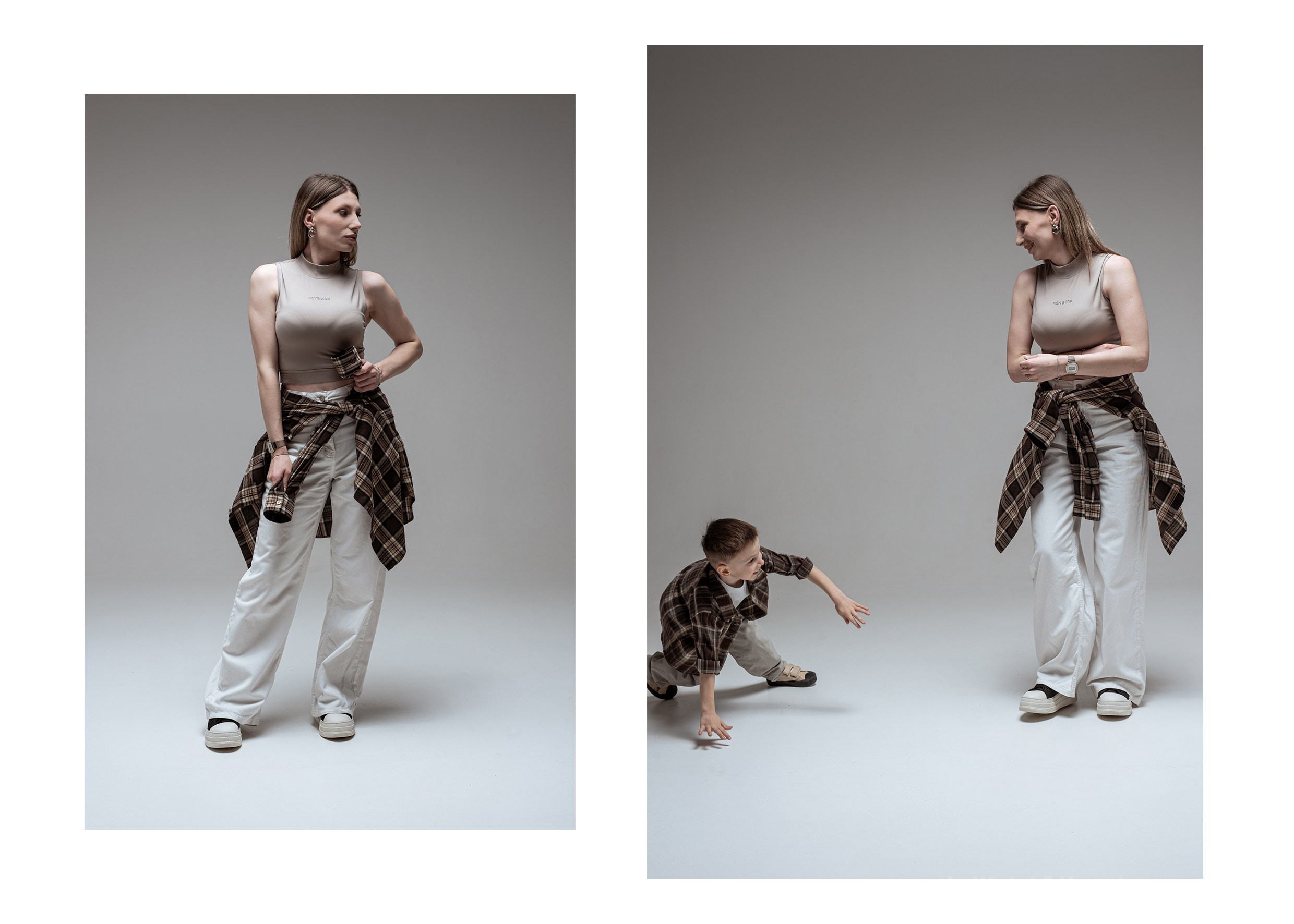 Mother and son photo shoting