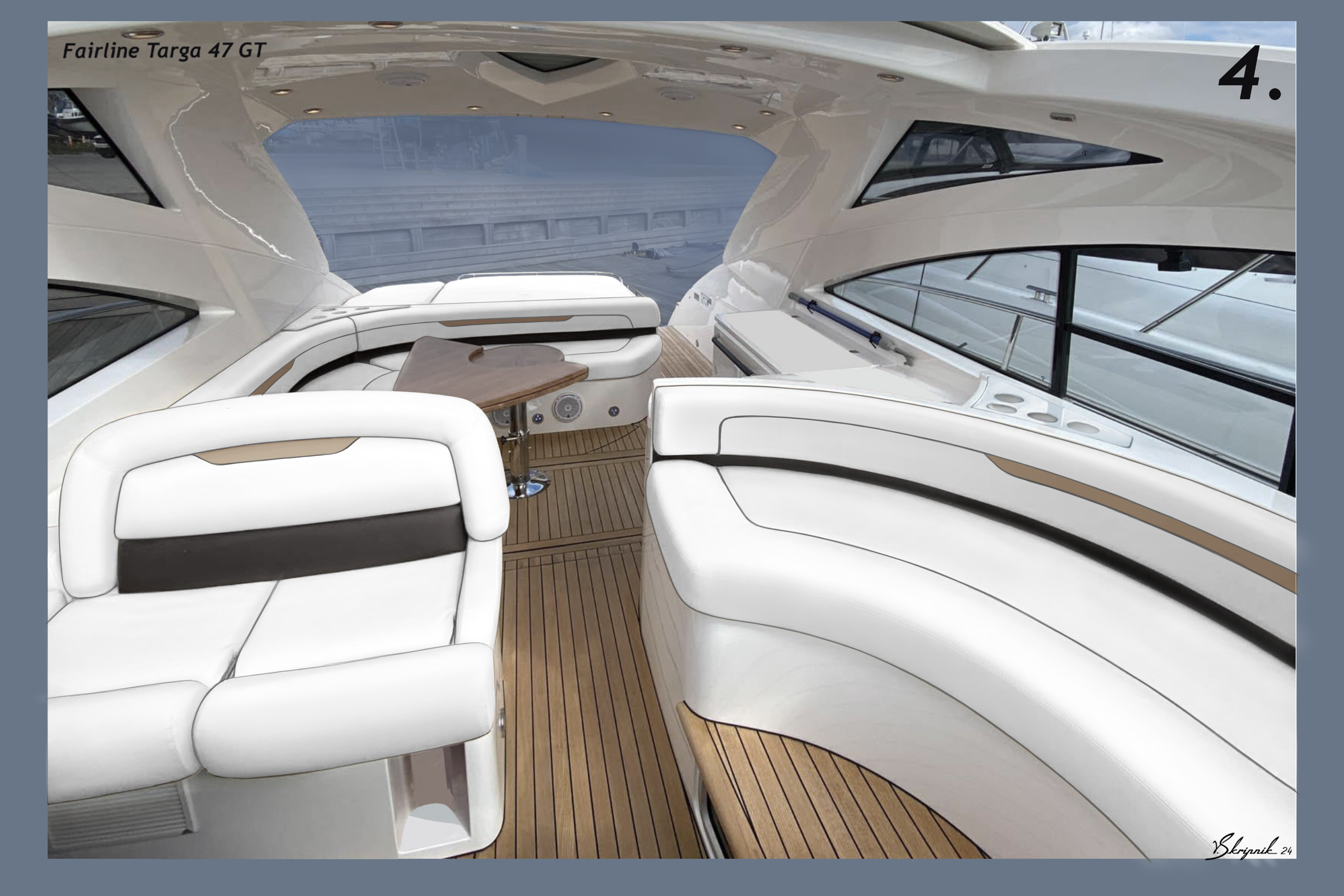 Tuning Fairline Targa 47 GT. Design Yachts and Cars